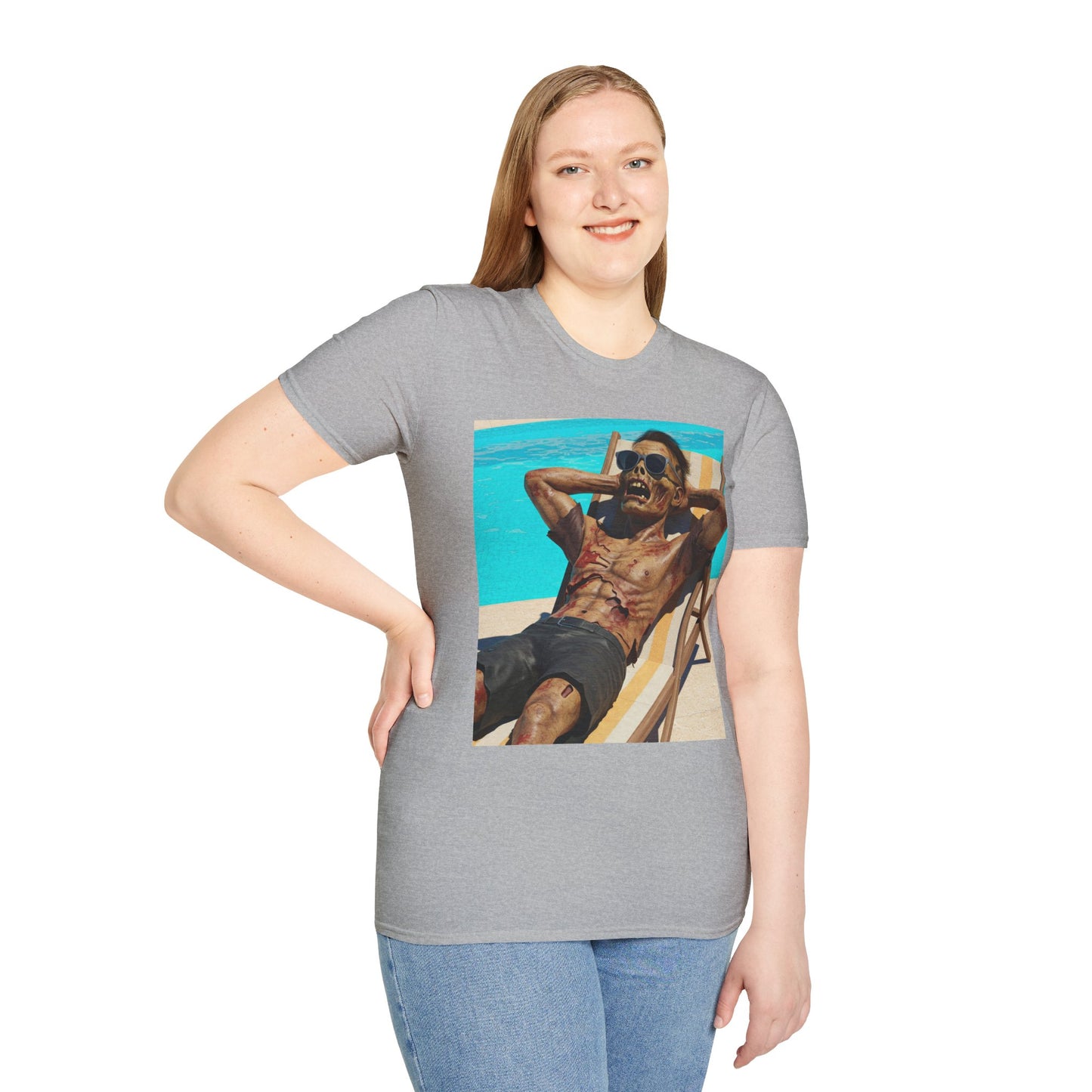Zombie Relaxation Unisex Softstyle T-Shirt - Perfect for Halloween and Casual Outings