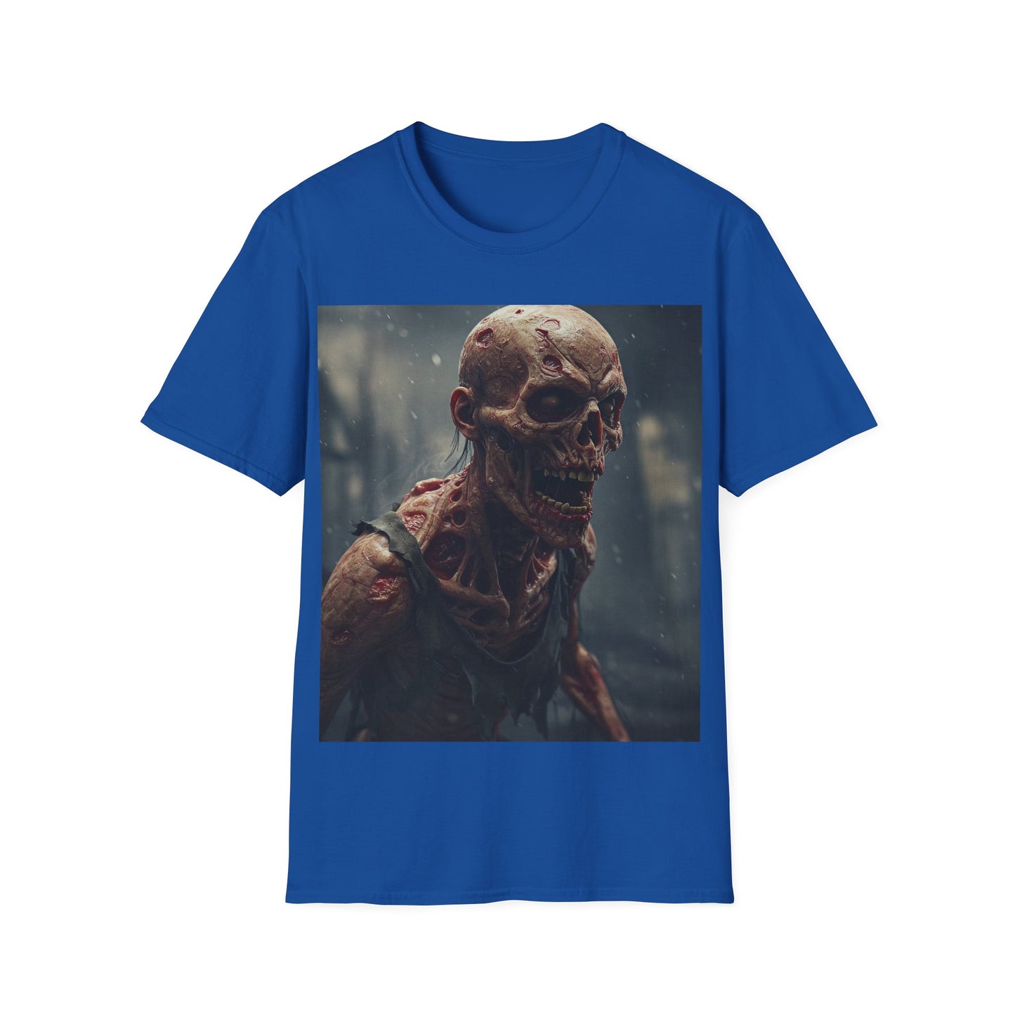 UK - Unisex Softstyle T-Shirt with Creepy Skeleton Design - Perfect for Halloween and Horror Fans