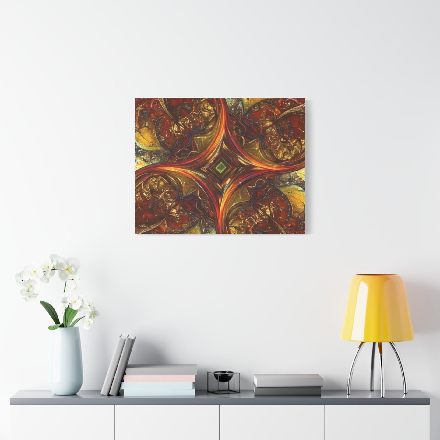 Abstract Art Matte Canvas Wall Decor - Vibrant Fractal Design, Colorful Home Accent