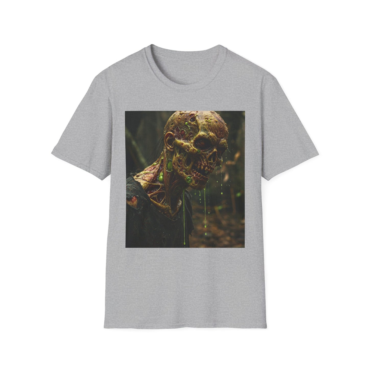 Creepy Zombie Graphic Unisex Softstyle T-Shirt - Perfect for Halloween and Horror Fans