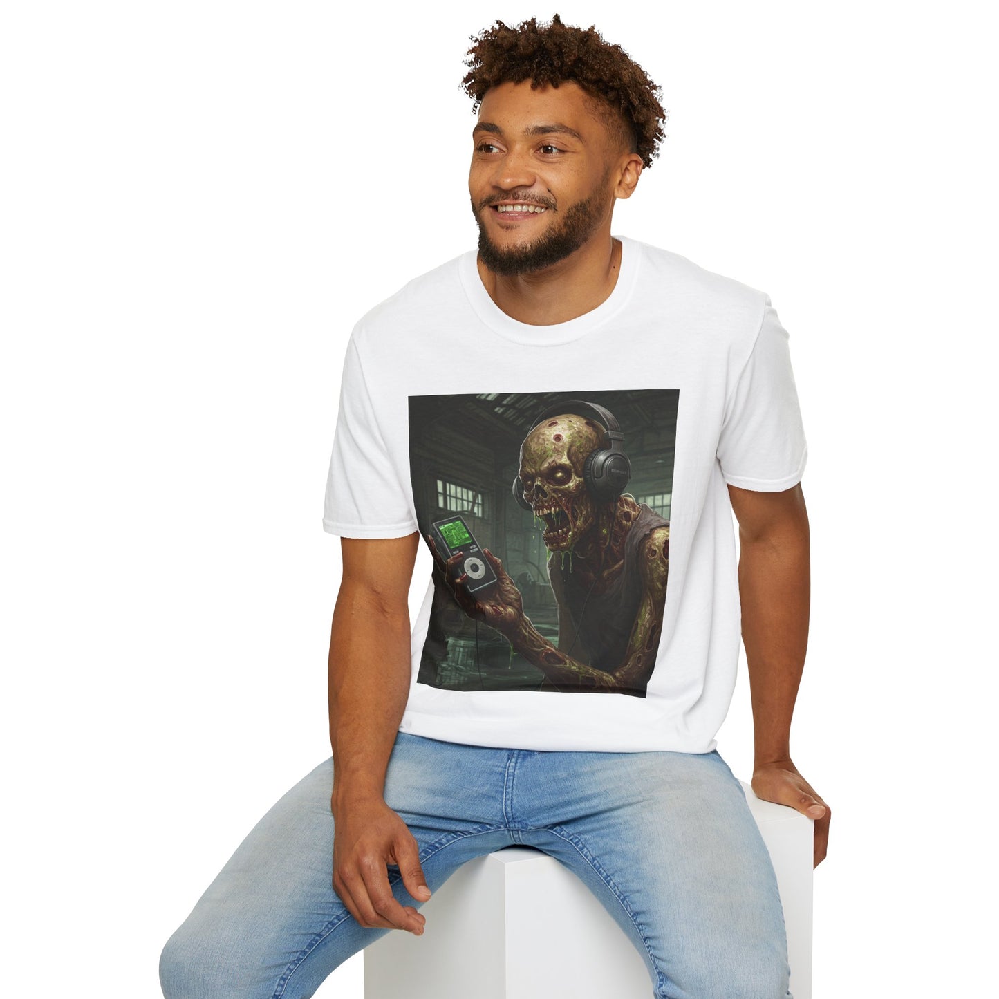 Zombie Listening to Music Unisex Softstyle T-Shirt