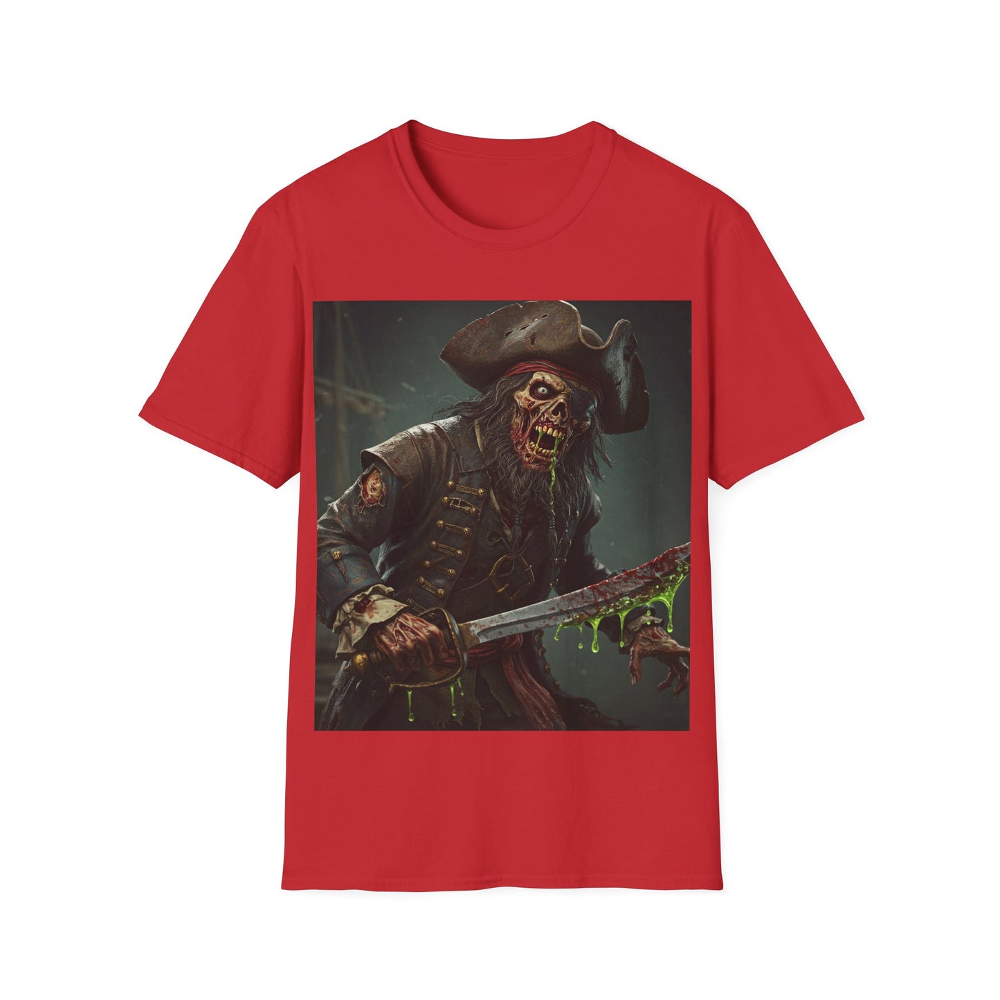 UK - Zombie Pirate Graphic Unisex T-Shirt - Perfect for Halloween and Casual Wear