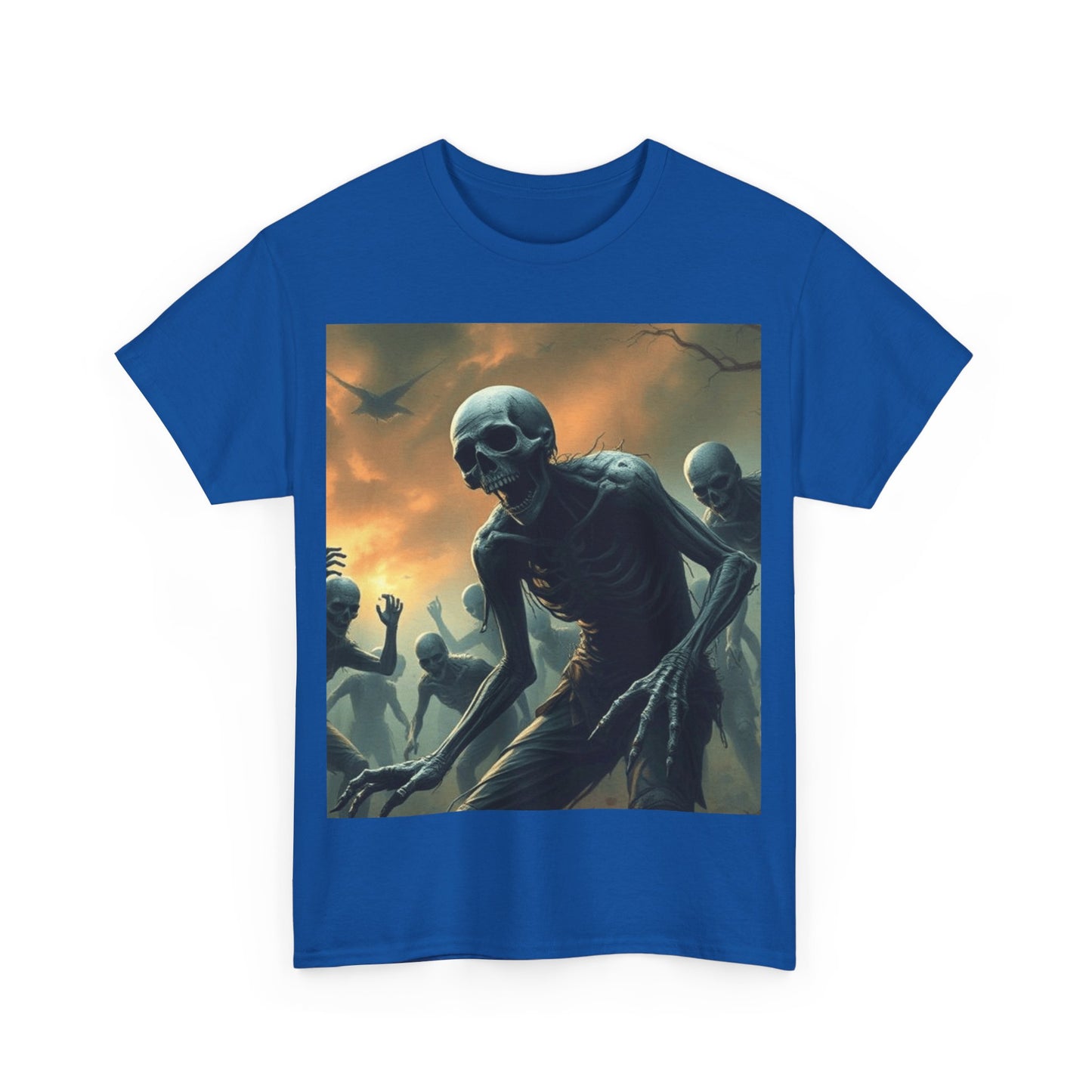 UK - Unisex Heavy Cotton Tee - Eerie Skeleton Design for Halloween Enthusiasts