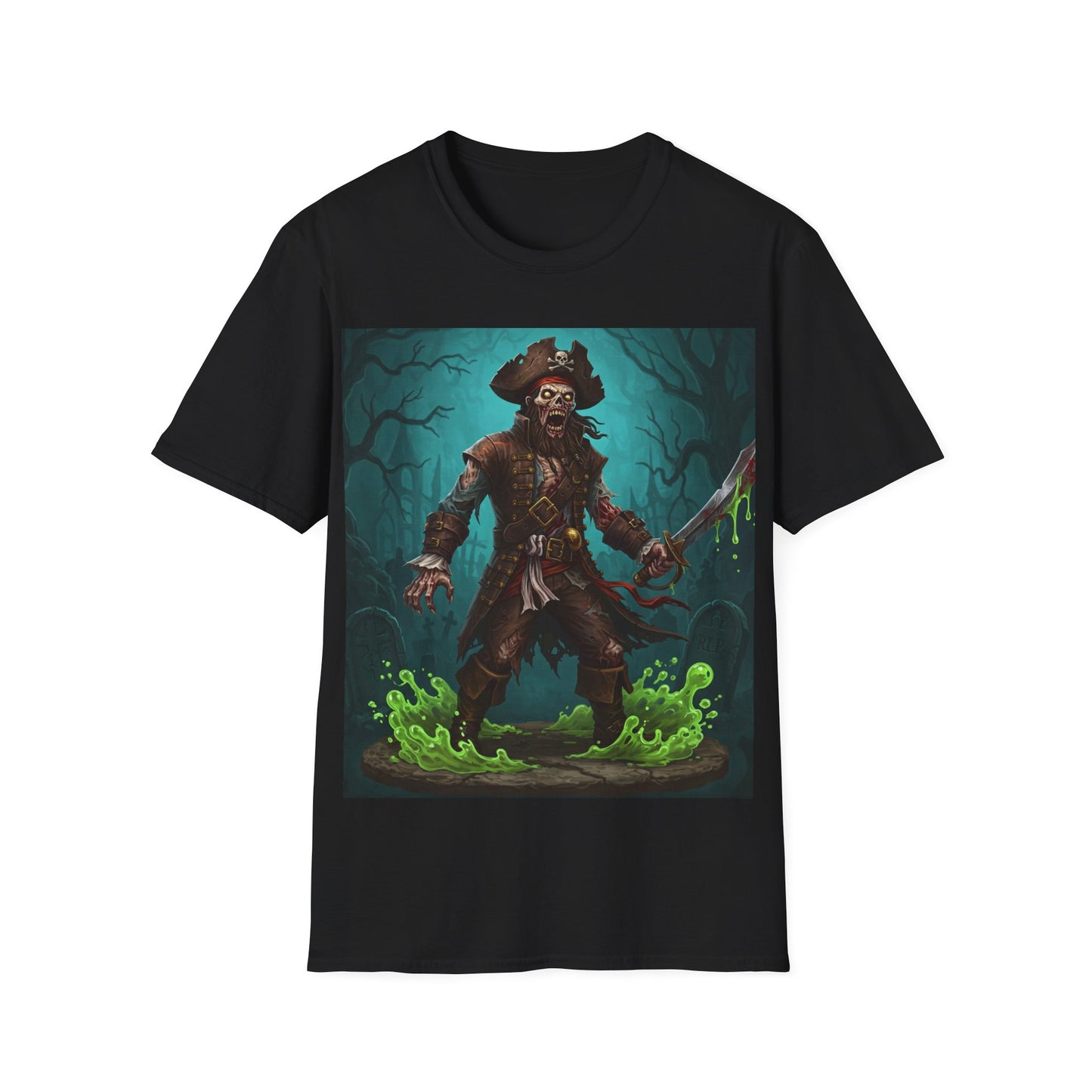 UK - Pirate Apocalyptic Portrait Tee, bold, decaying zombie graphic