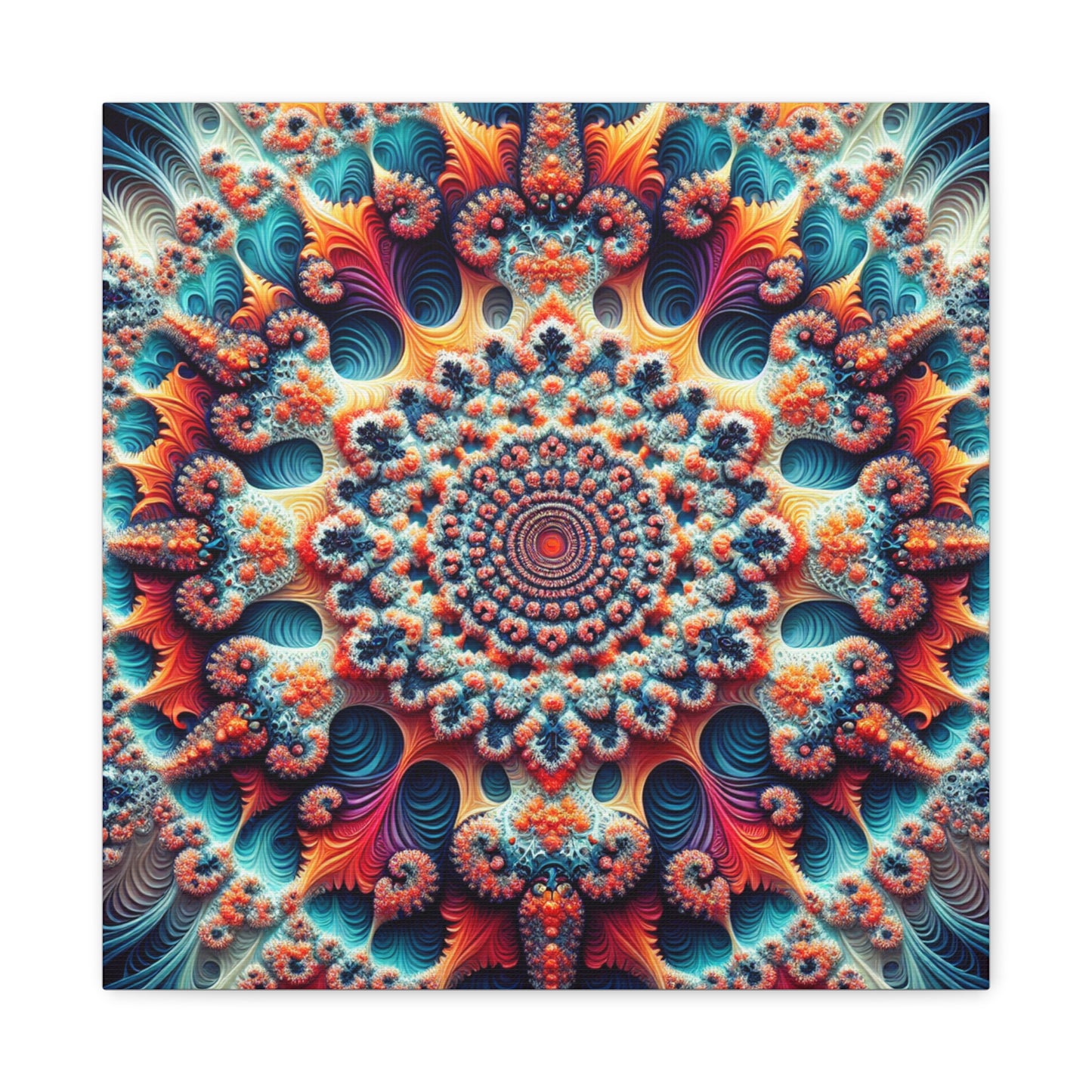 Vibrant Fractal Art Canvas – Stunning Stretched Wall Decor for Home or Office