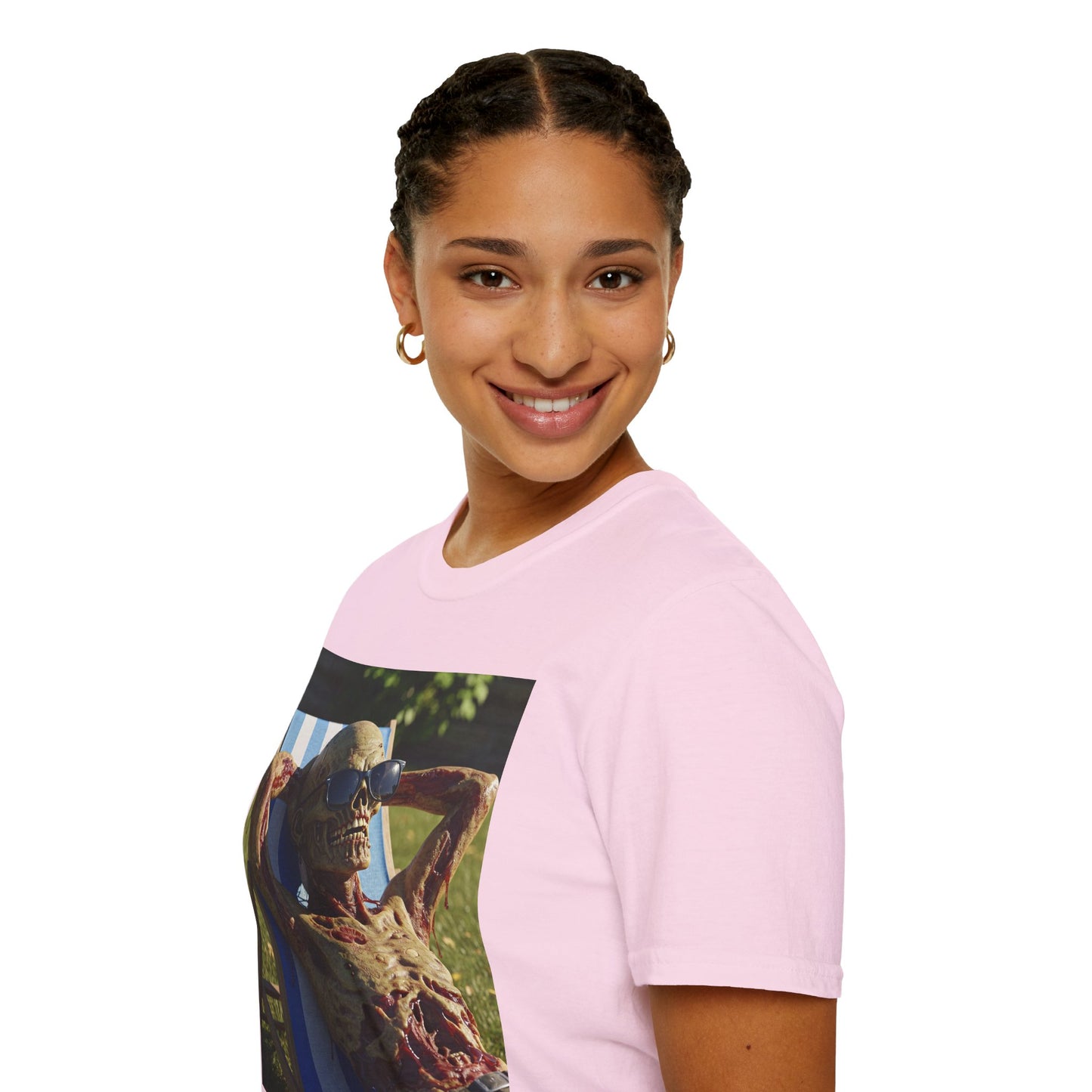 Chillin' Skeleton Unisex Softstyle T-Shirt - Casual Halloween Vibe