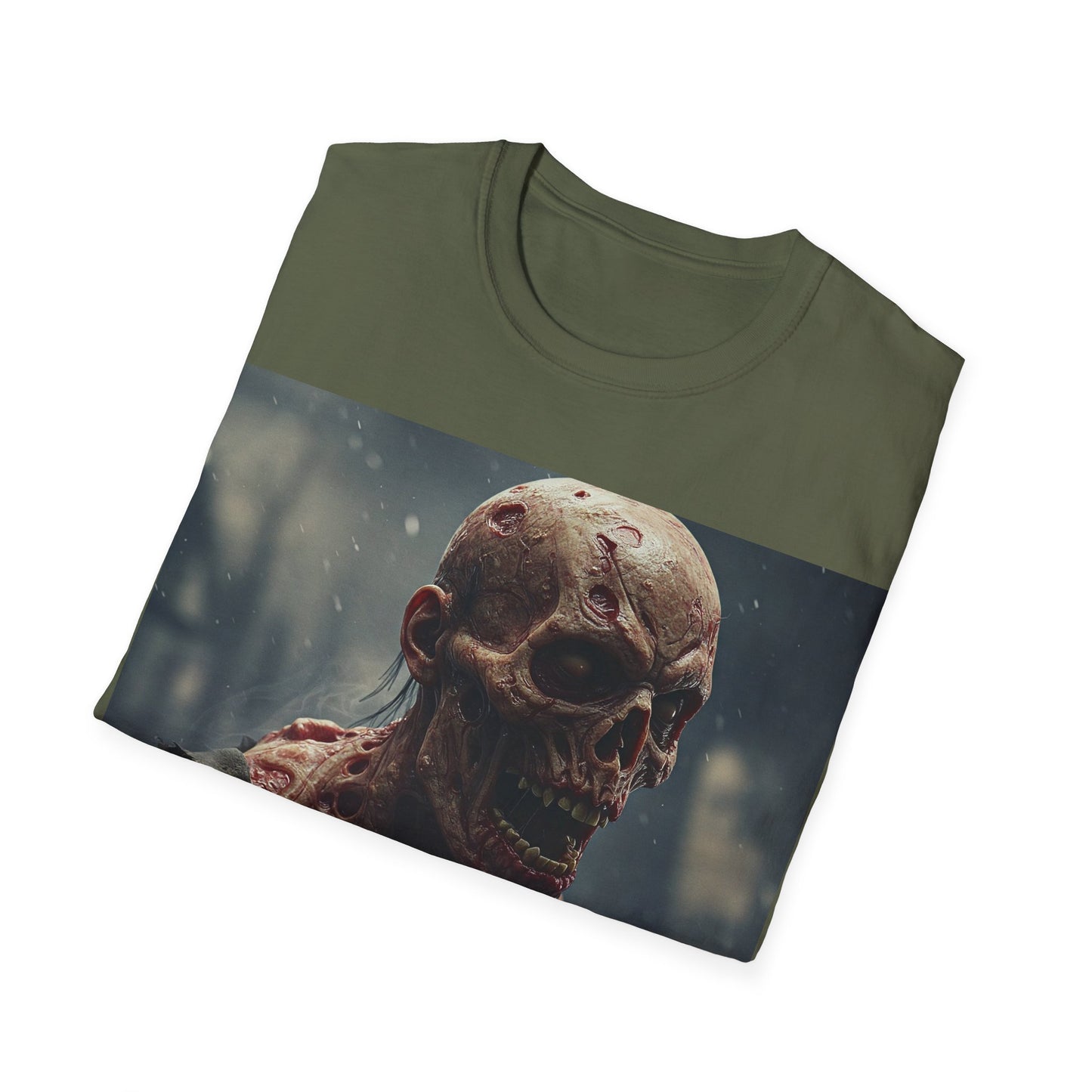 UK - Unisex Softstyle T-Shirt with Creepy Skeleton Design - Perfect for Halloween and Horror Fans