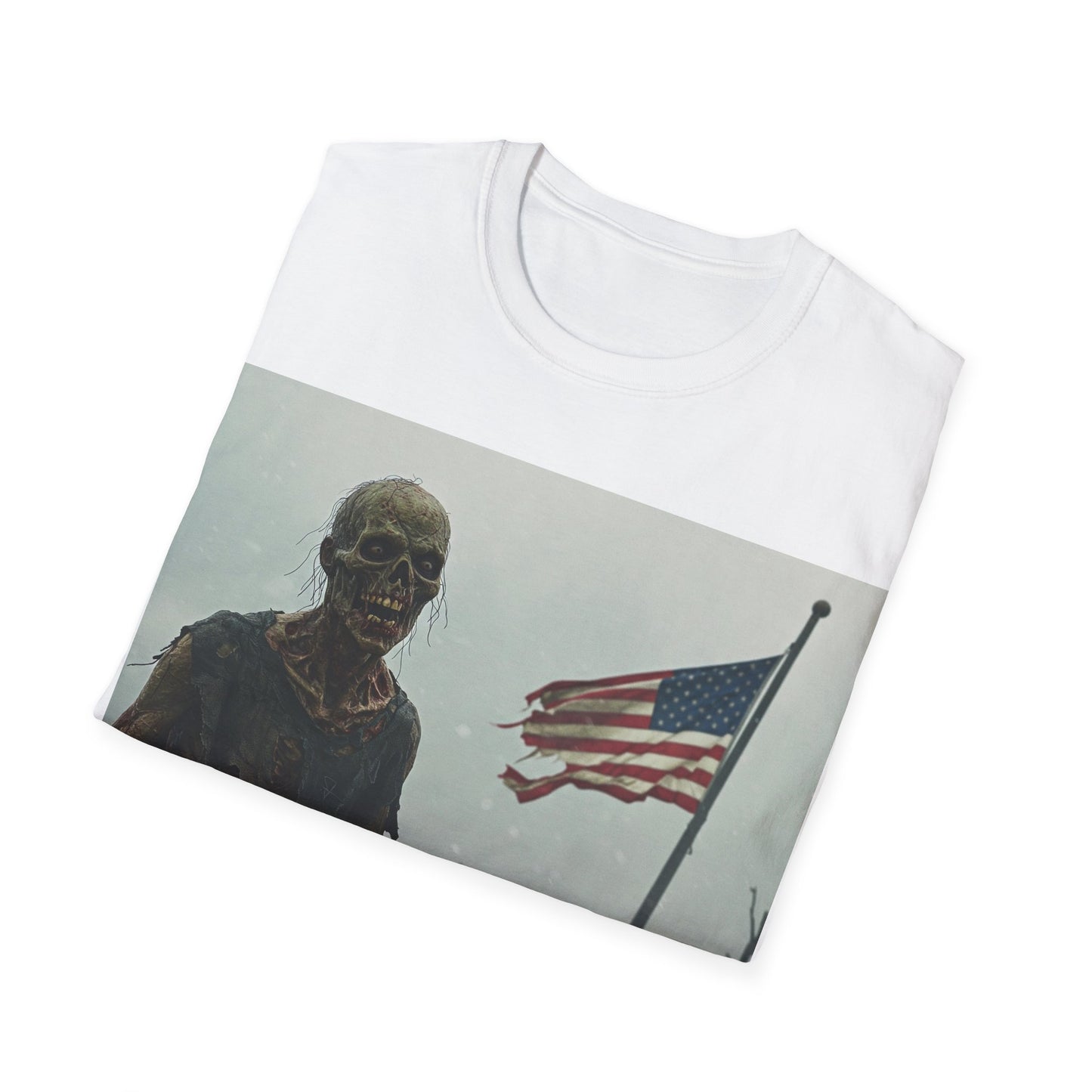 UK - Patriot Zombie Apocalypse Apocalyptic Portrait Tee, bold, decaying zombie graphic