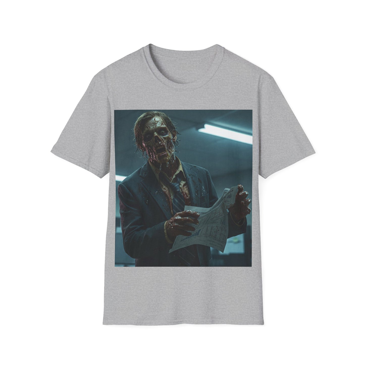 UK - Zombie Horror Unisex Softstyle T-Shirt - Spooky Graphic Tee for Halloween and Horror Lovers