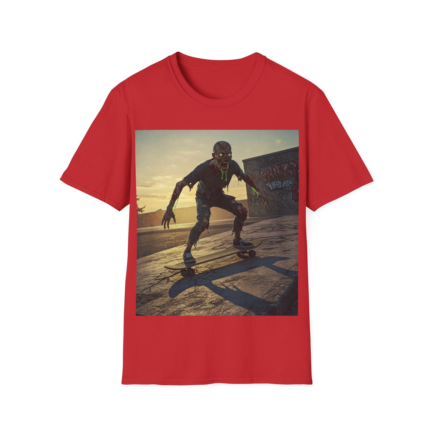 UK - Skateboard Zombie Unisex Softstyle T-Shirt | Casual Graphic Tee for Skaters