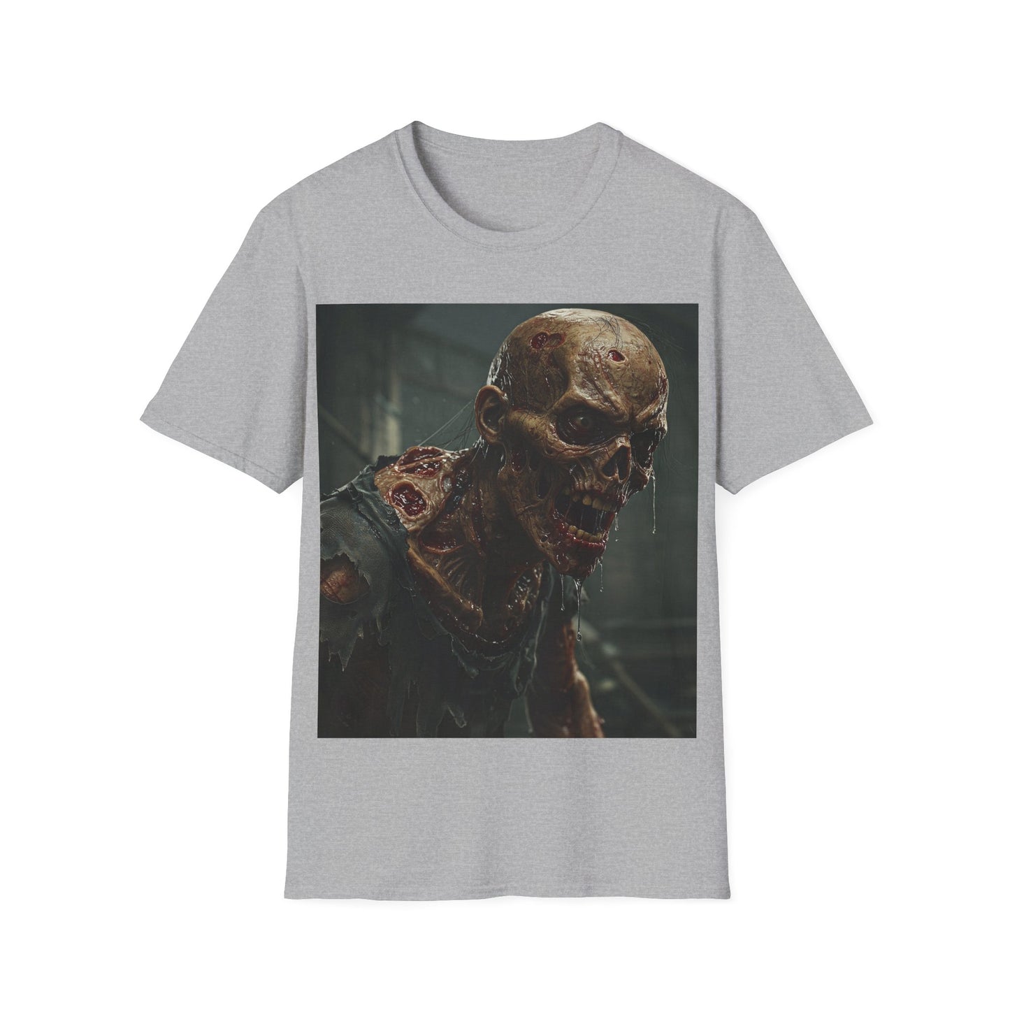 UK - Unisex Softstyle T-Shirt with Zombie Design | Perfect for Halloween and Horror Fans
