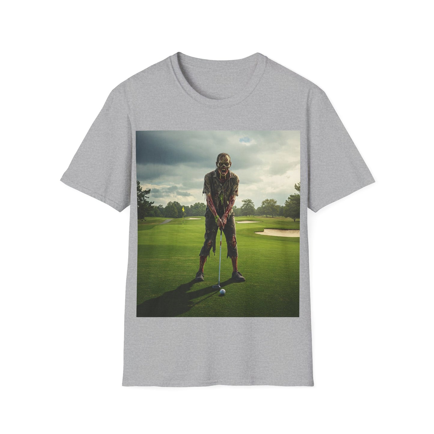 UK - Inspirational Golf Swing Apocalyptic Portrait Tee, bold, decaying zombie graphic