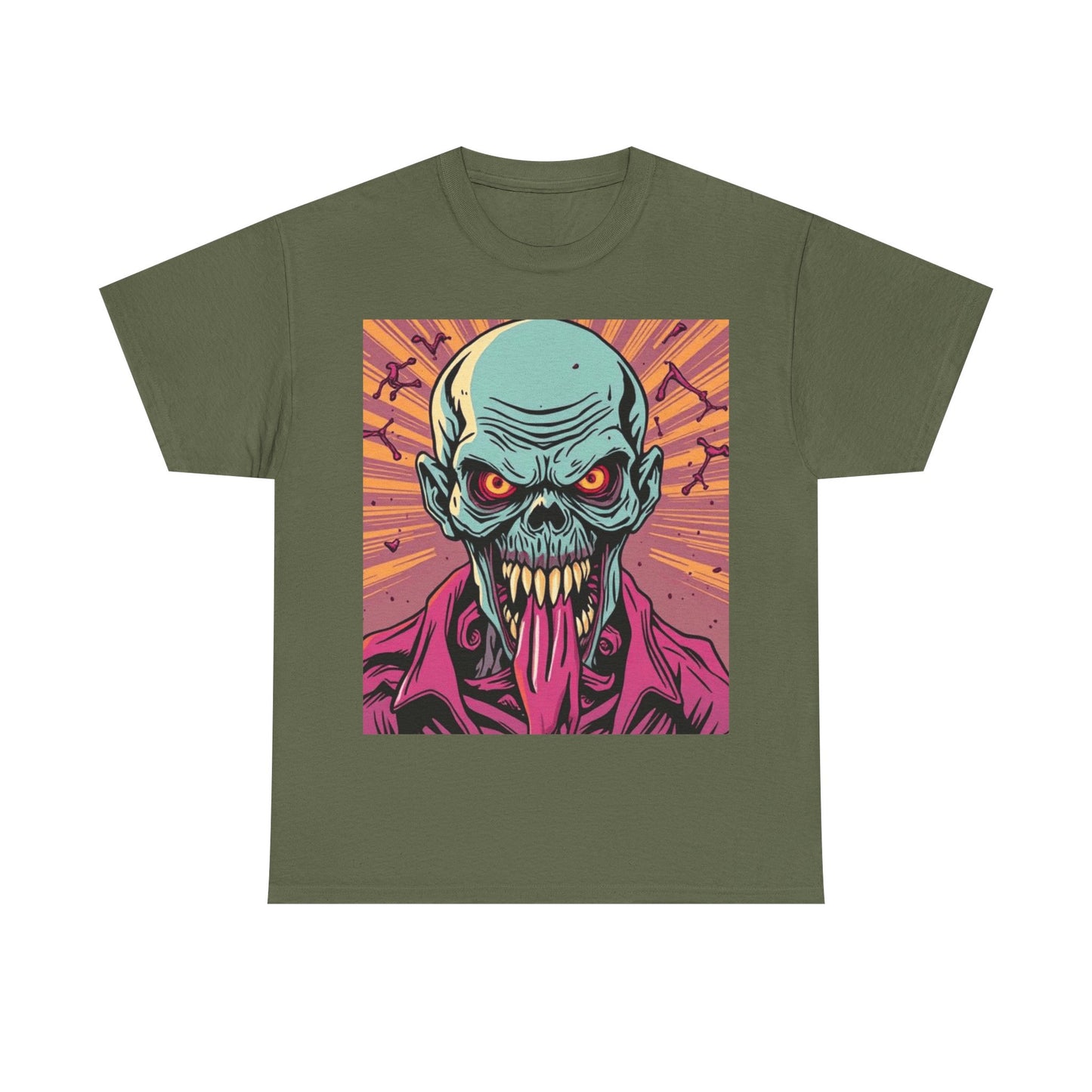UK - Unisex Heavy Cotton Tee - Retro Skull Graphic Tee