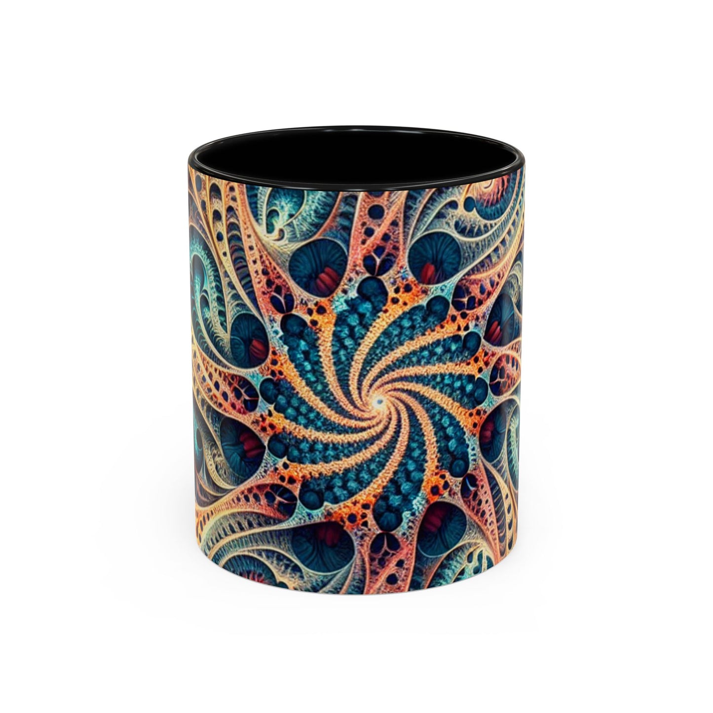 Colorful Swirl Accent Coffee Mug - 11oz & 15oz Ceramic Cup for Coffee Lovers