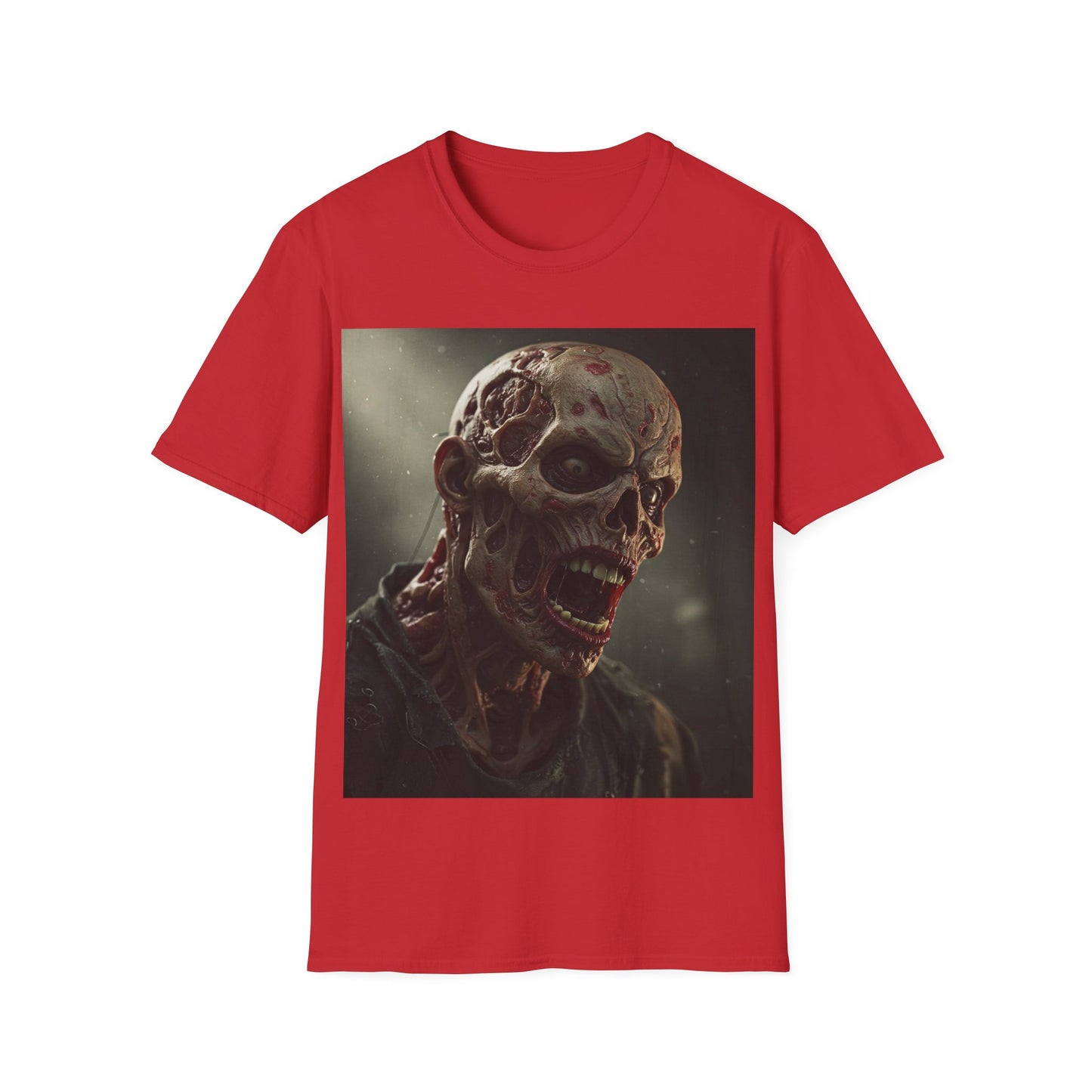 UK - Horror-Themed Unisex Softstyle T-Shirt with Zombie Design