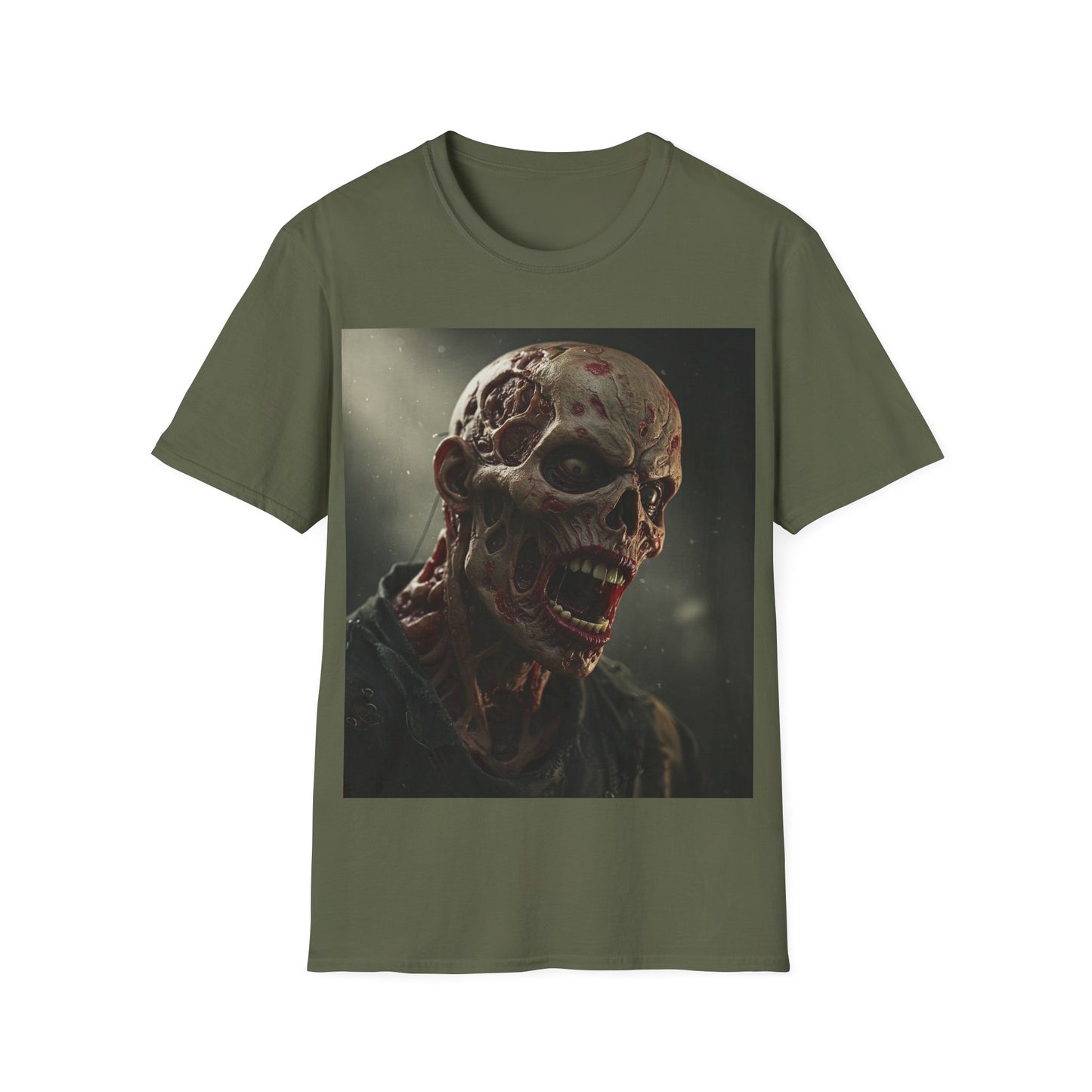UK - Horror-Themed Unisex Softstyle T-Shirt with Zombie Design