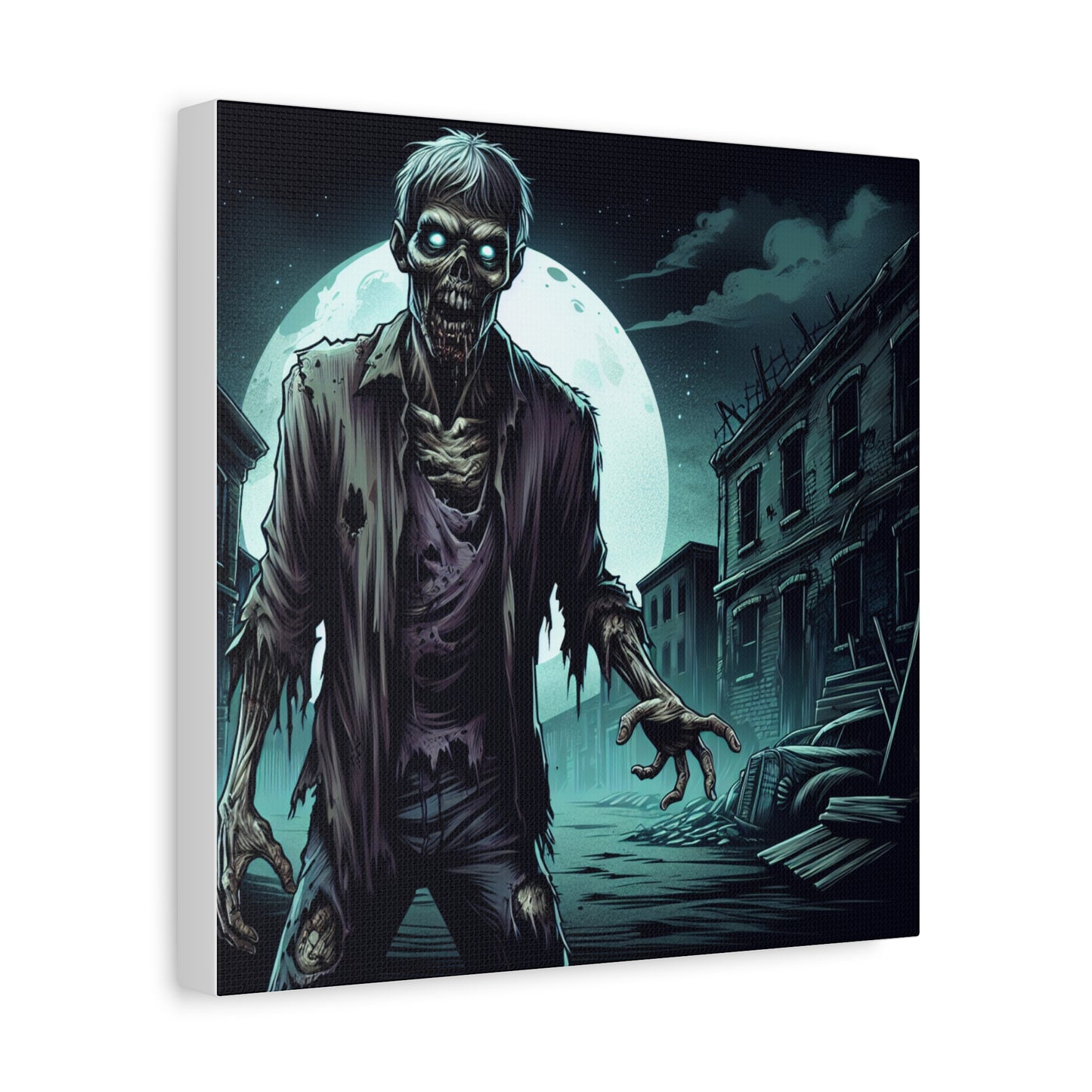Zombie Moon Canvas Wall Art - Horror Decor for Halloween
