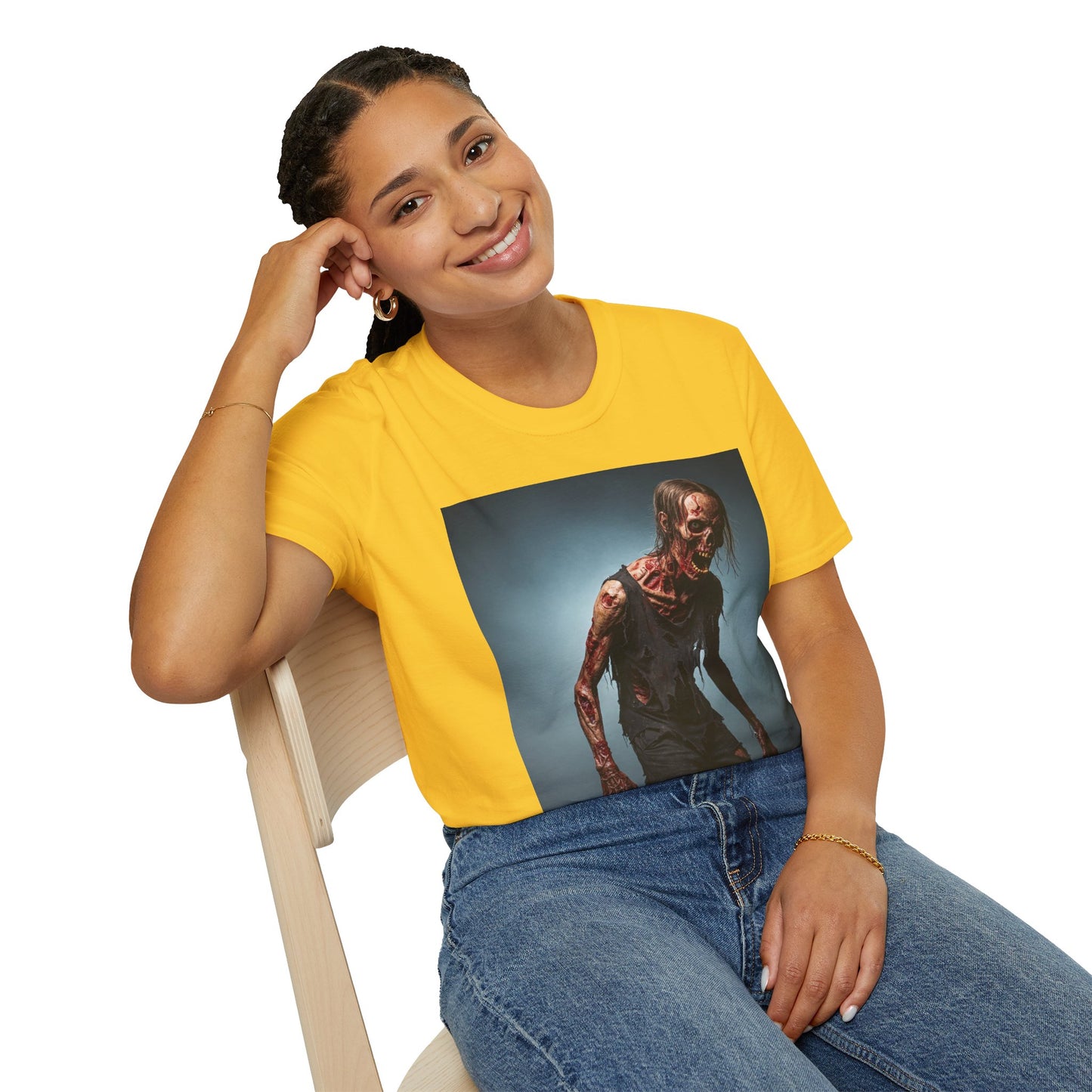 Zombie Graphic Unisex Softstyle T-Shirt - Perfect for Halloween and Horror Fans
