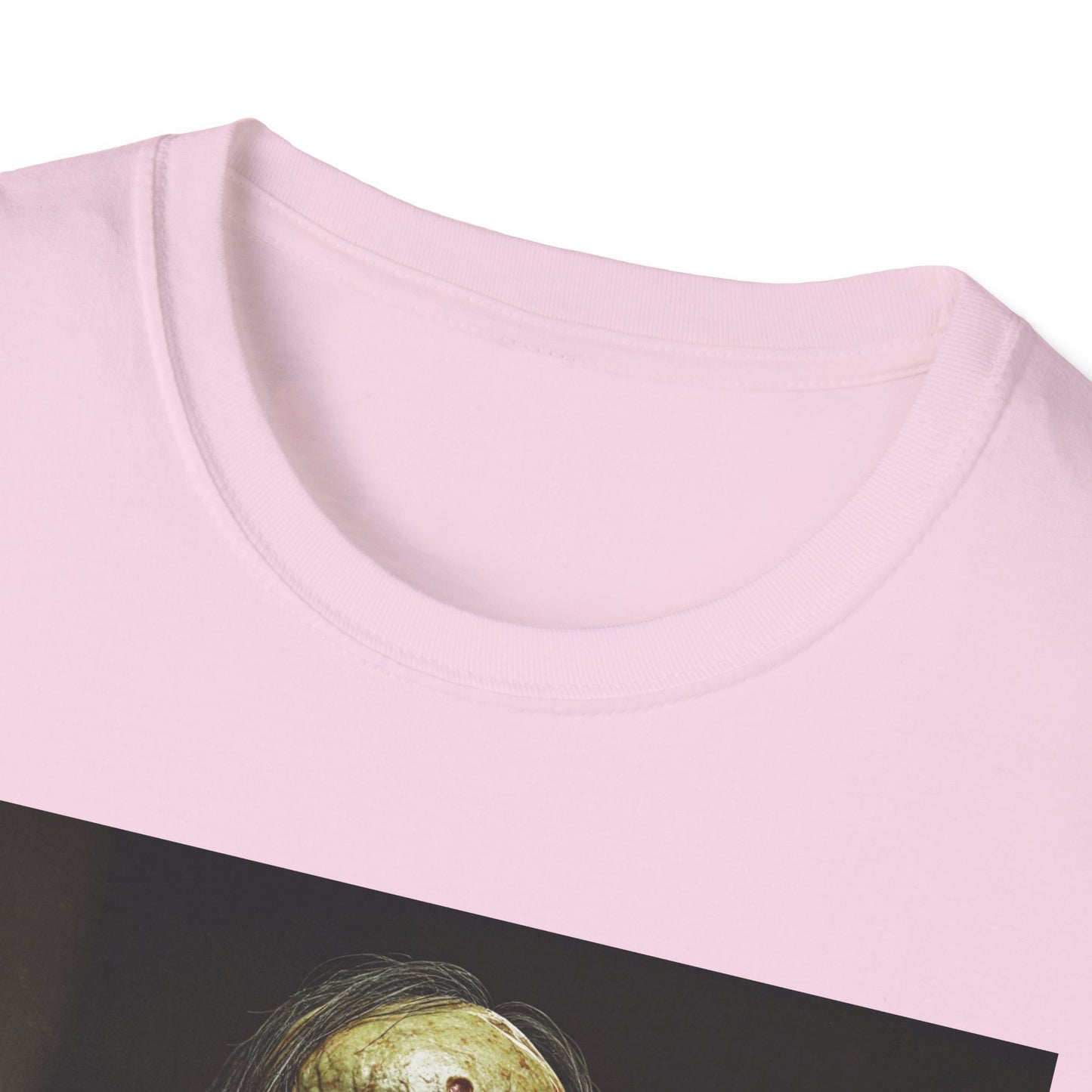 Creepy Horror-Themed Unisex Softstyle T-Shirt for Halloween