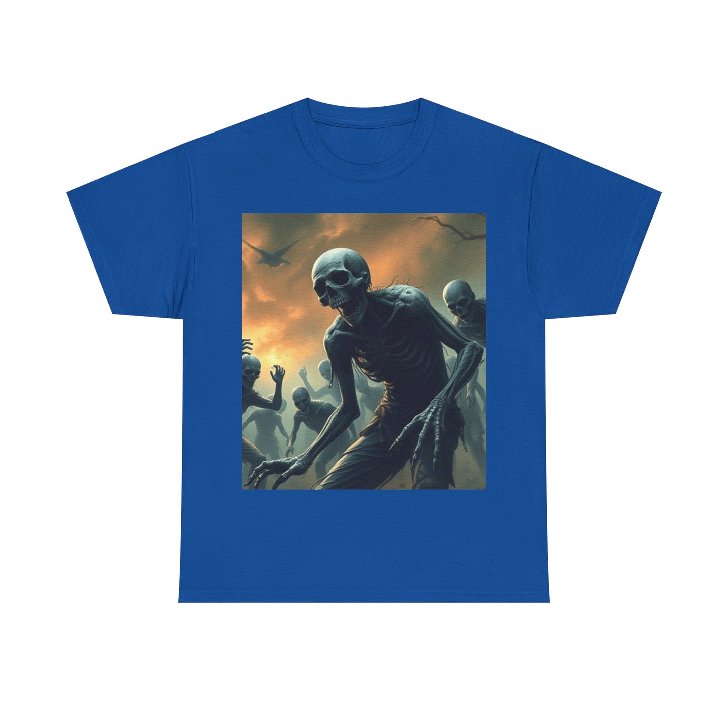 UK - Unisex Heavy Cotton Tee - Eerie Skeleton Design for Halloween Enthusiasts