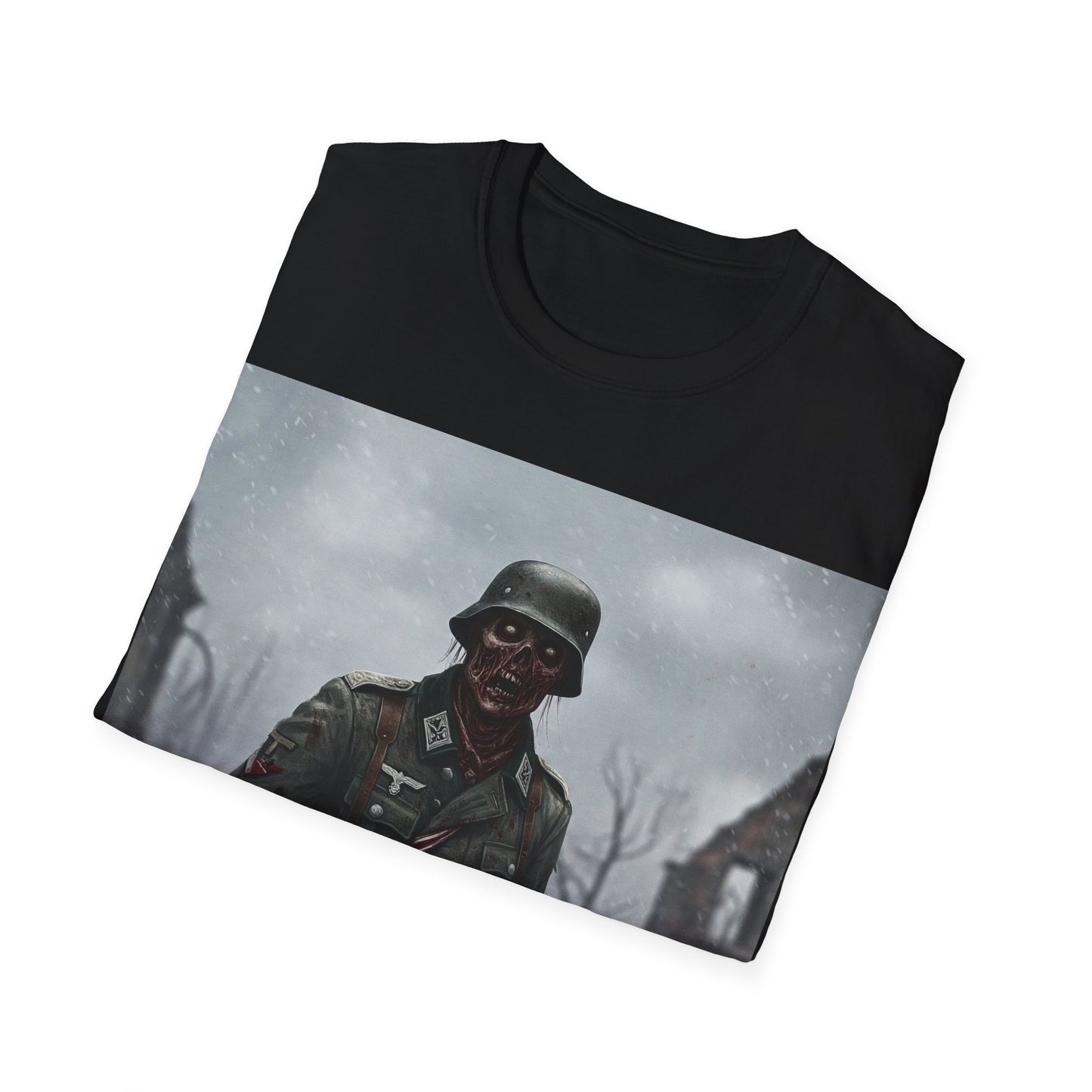 UK - Unisex Softstyle Graphic T-Shirt - Zombie Soldier Design