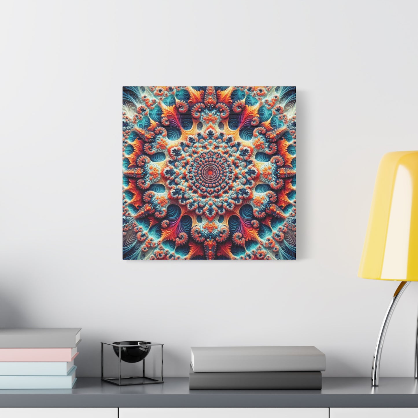 Vibrant Fractal Art Canvas – Stunning Stretched Wall Decor for Home or Office