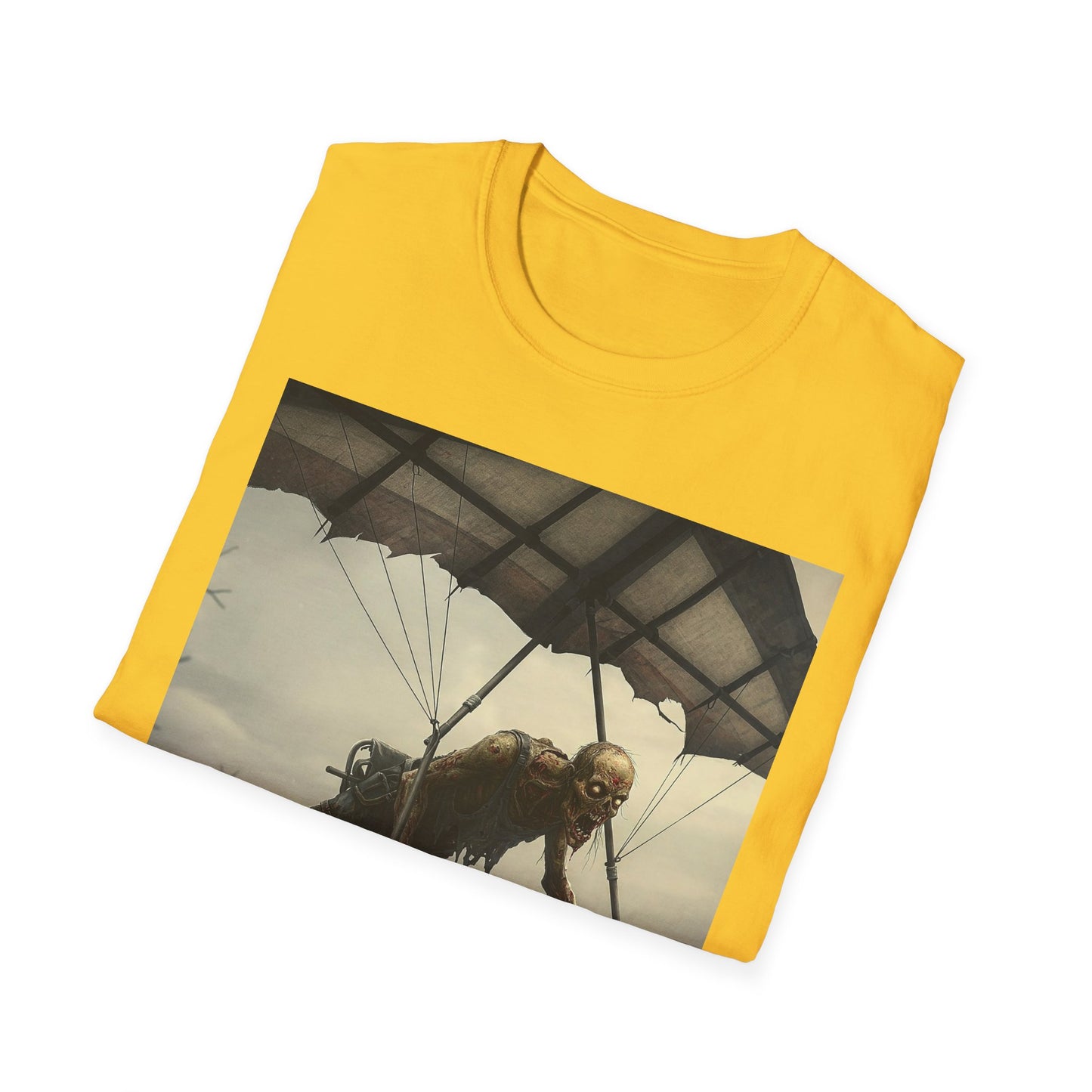 Zombie Parachute Unisex Softstyle T-Shirt - Perfect for Halloween and Horror Fans