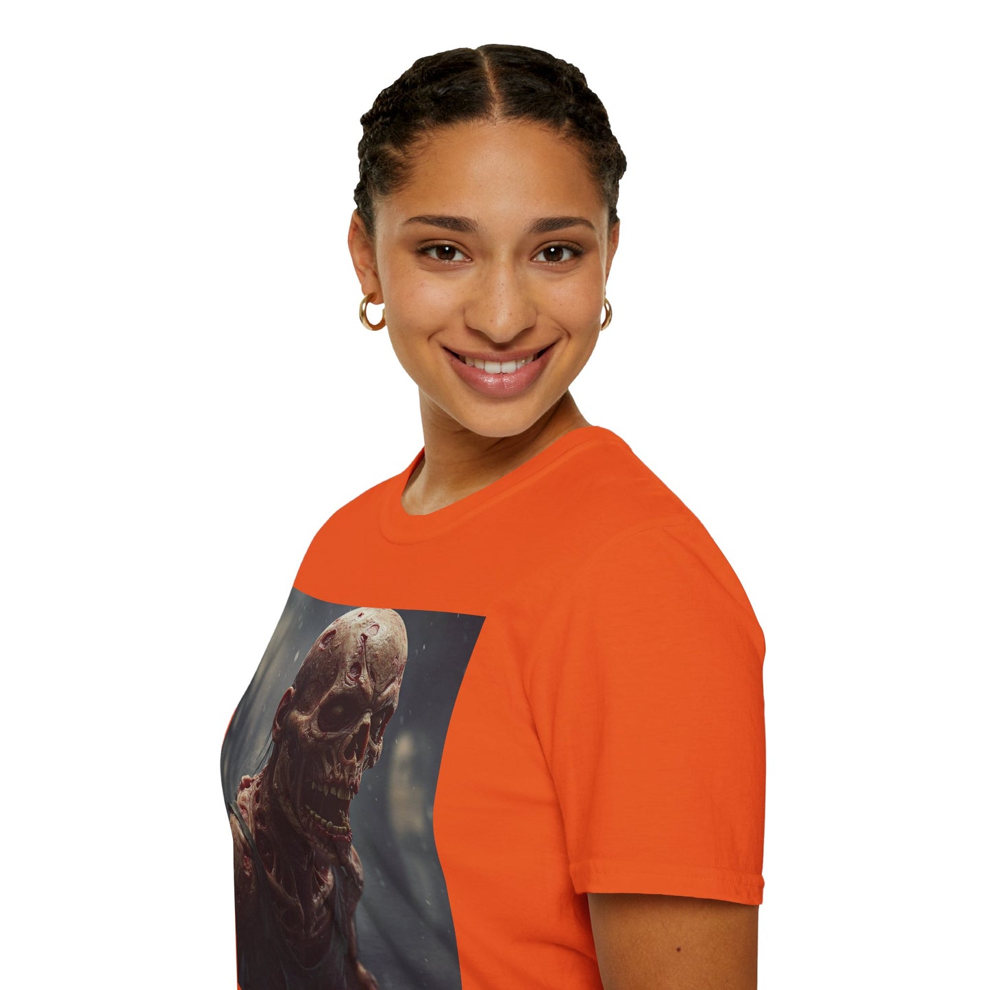 Unisex Softstyle T-Shirt with Creepy Skeleton Design - Perfect for Halloween and Horror Fans