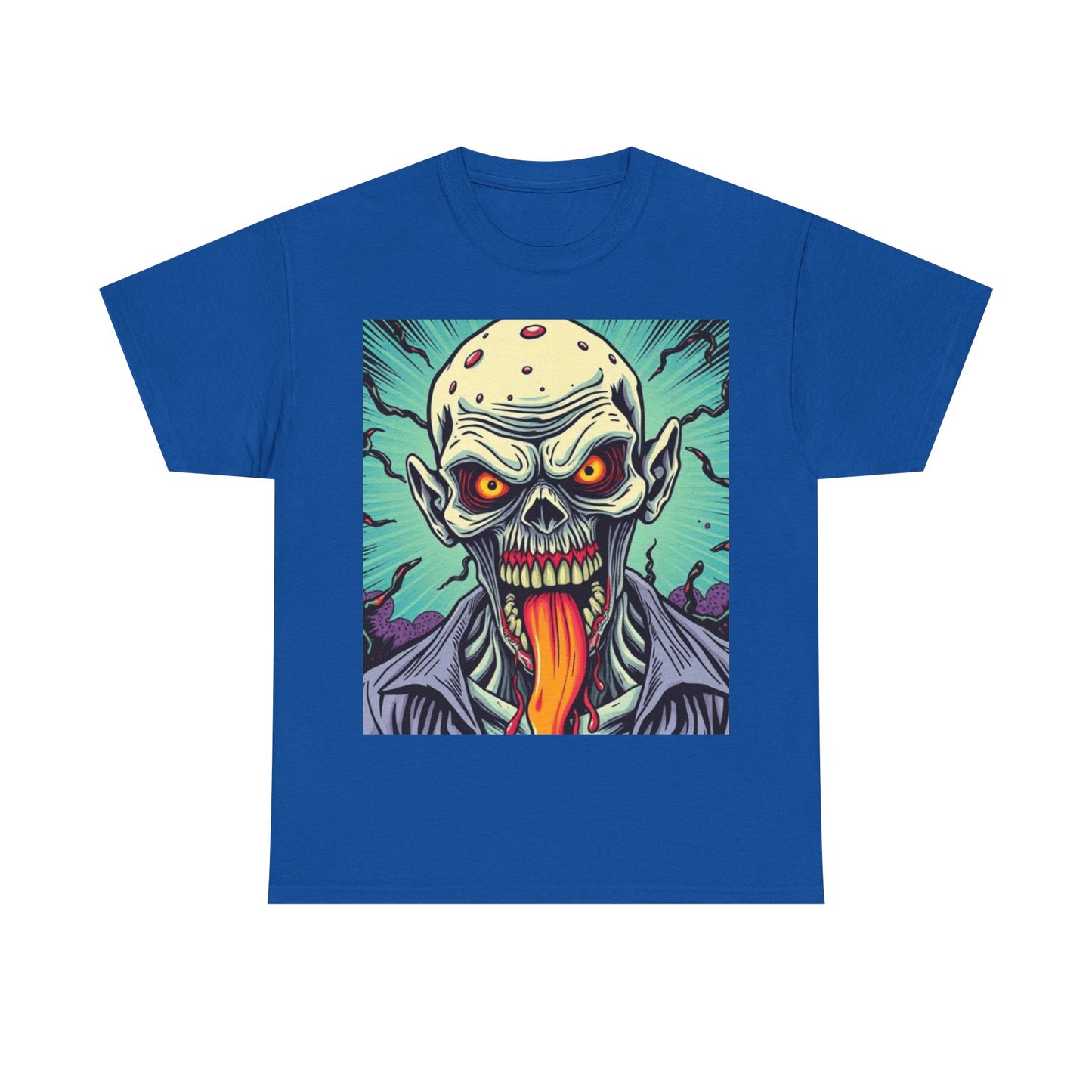 UK - Spooky Graphic Unisex Heavy Cotton Tee - Halloween Evil Zombie Design