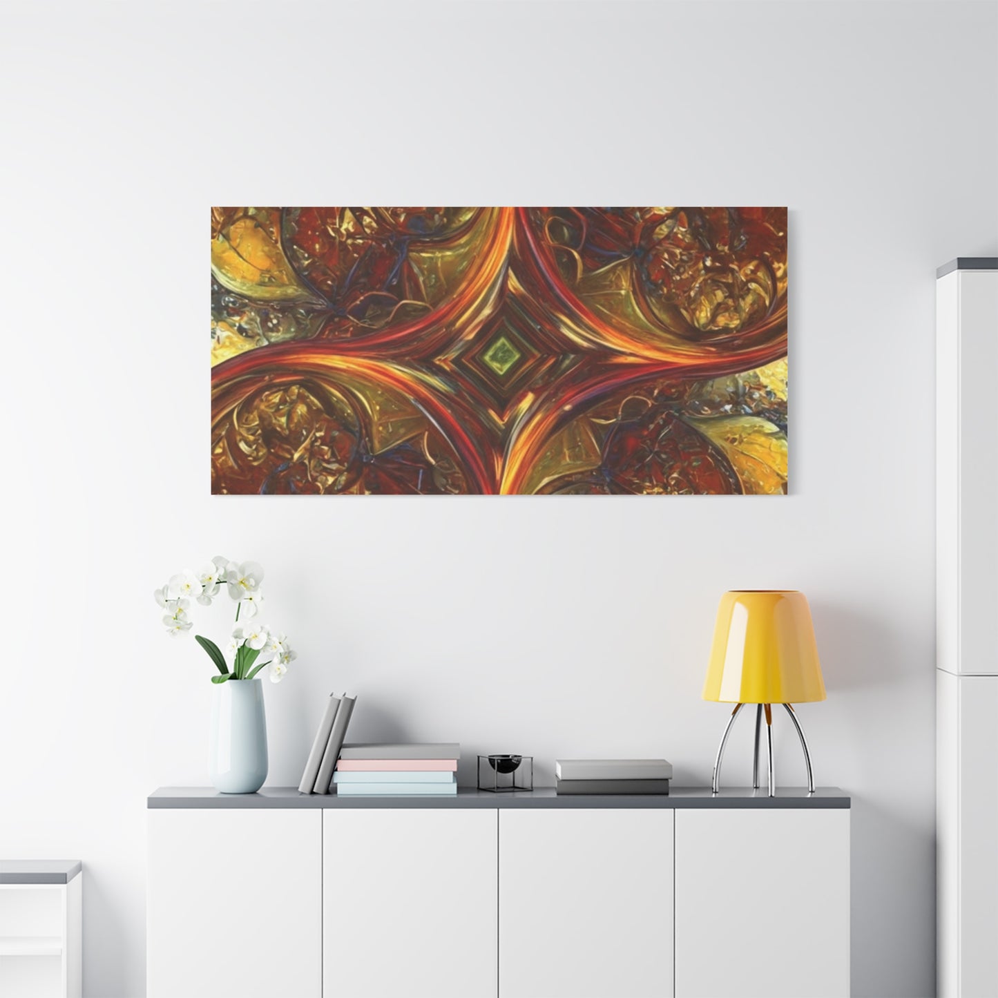 Abstract Art Matte Canvas Wall Decor - Vibrant Fractal Design, Colorful Home Accent