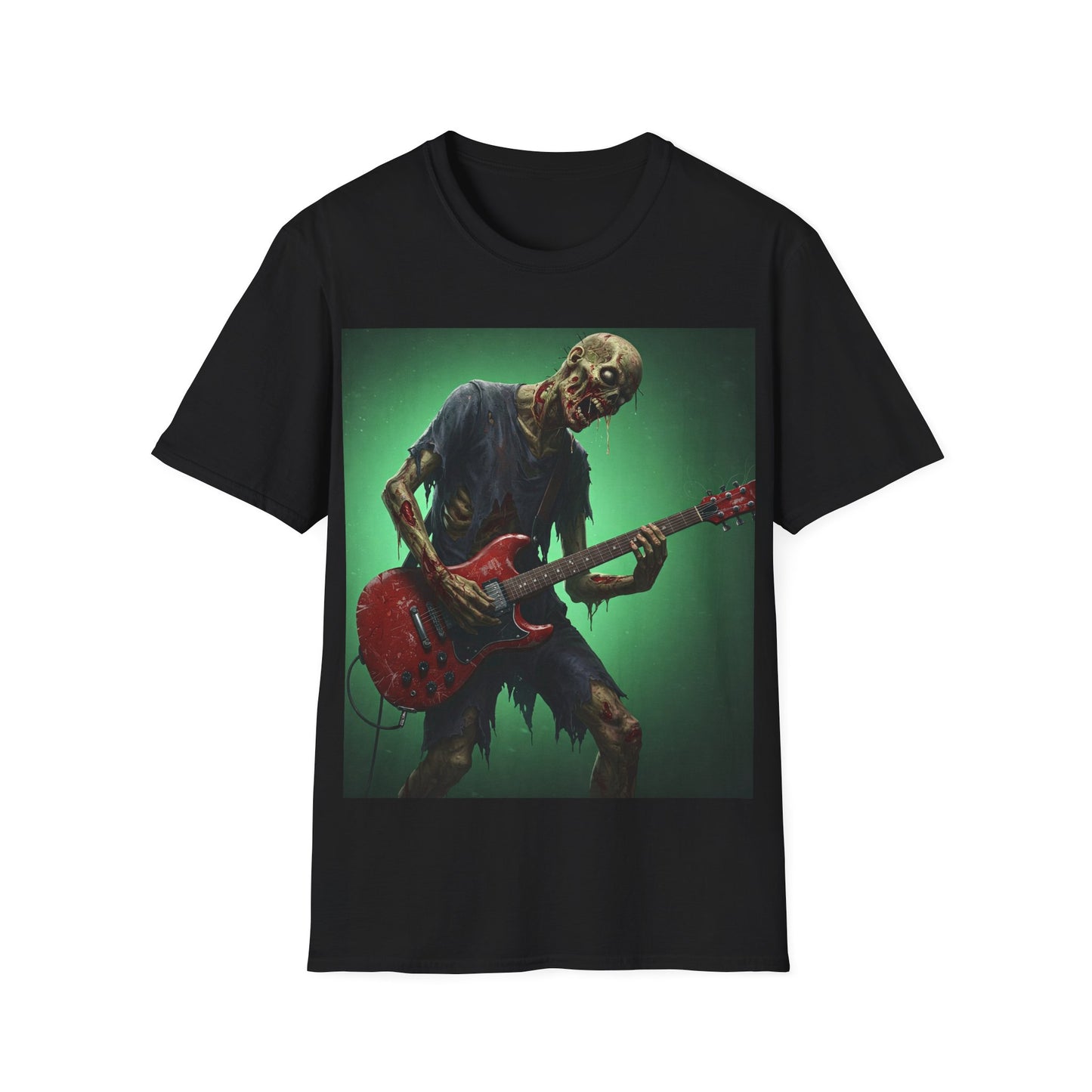 UK - Zombie Rocker Apocalyptic Portrait Tee, bold, decaying zombie graphic