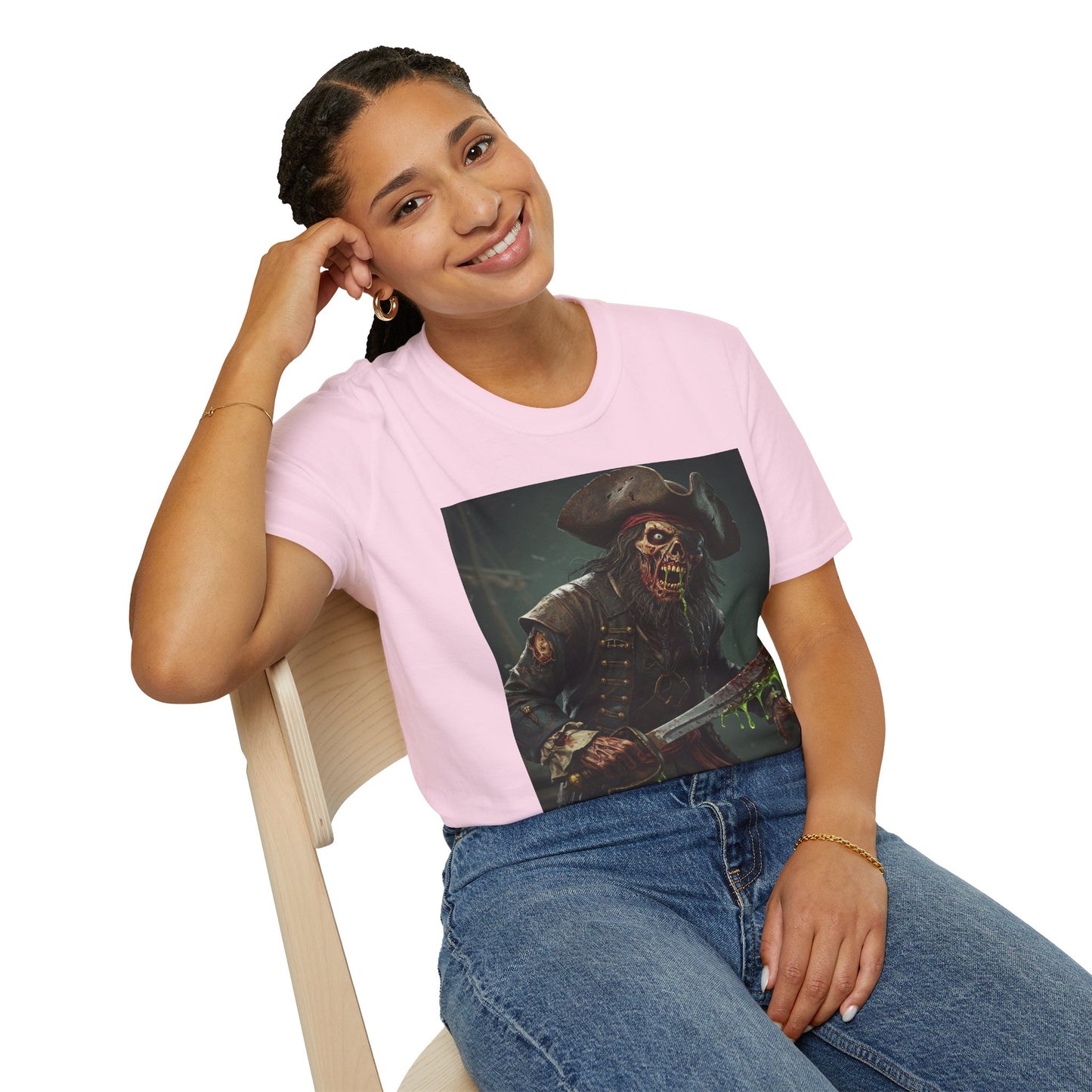 Zombie Pirate Graphic Unisex T-Shirt - Perfect for Halloween and Casual Wear