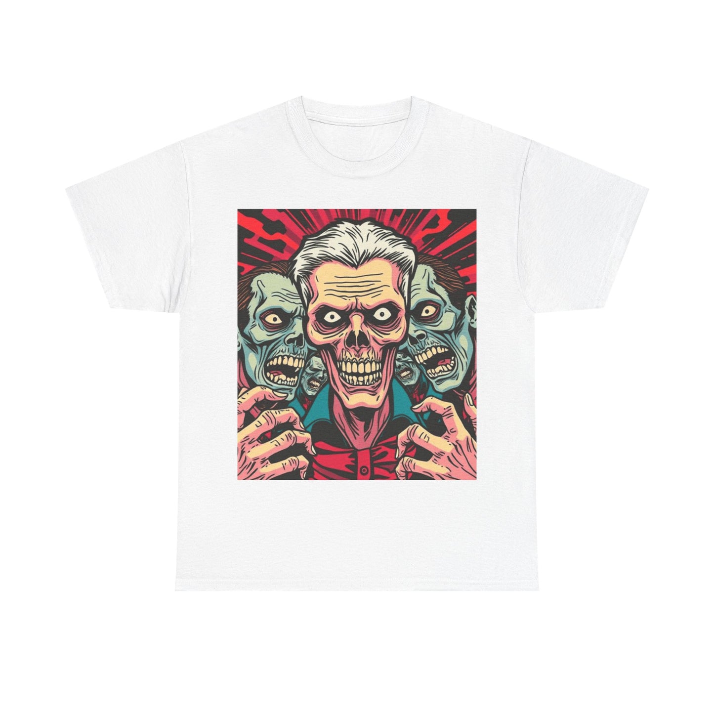 UK - Spooky Skull Graphic Unisex Heavy Cotton Tee - Perfect for Halloween and Casual Wear