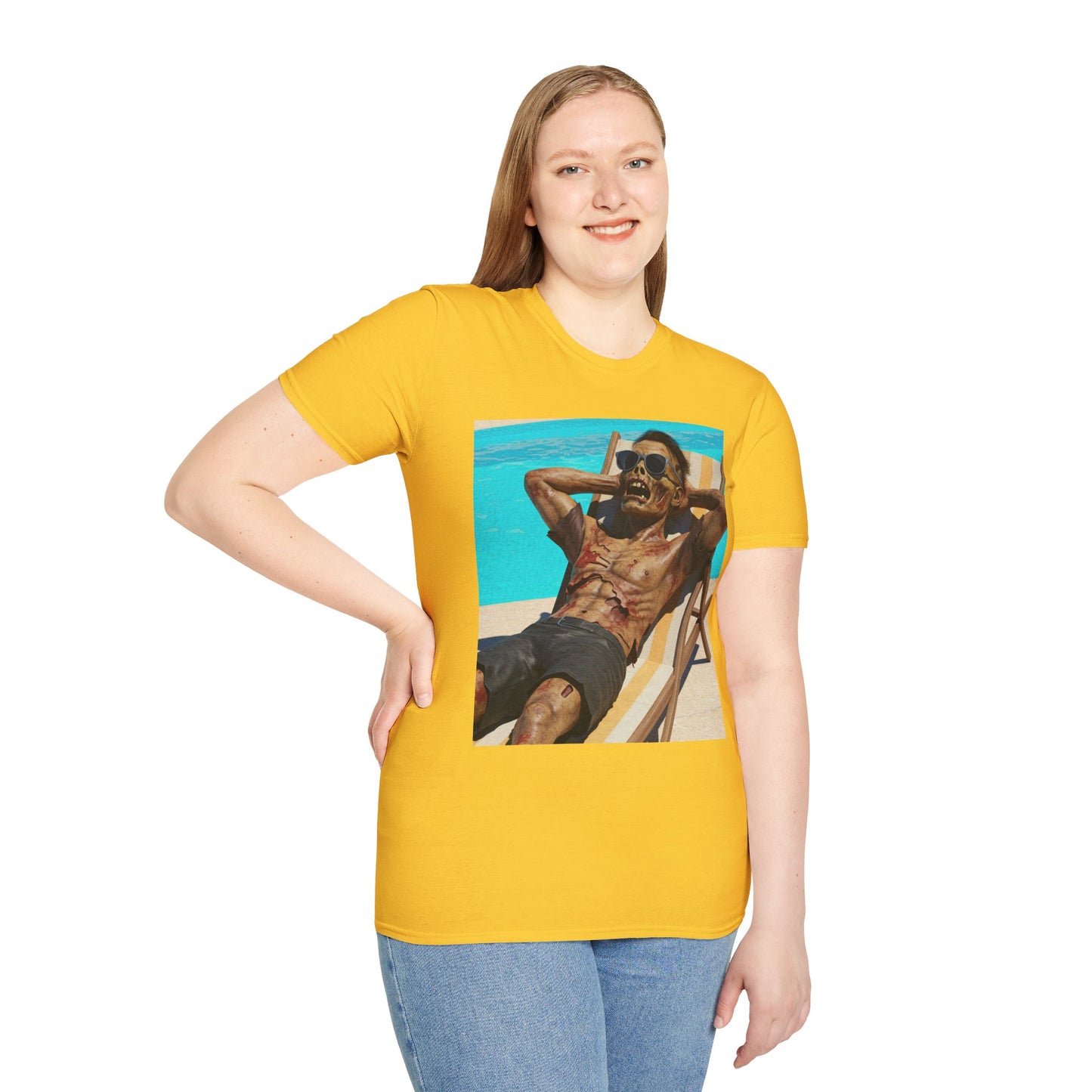 Zombie Relaxation Unisex Softstyle T-Shirt - Perfect for Halloween and Casual Outings