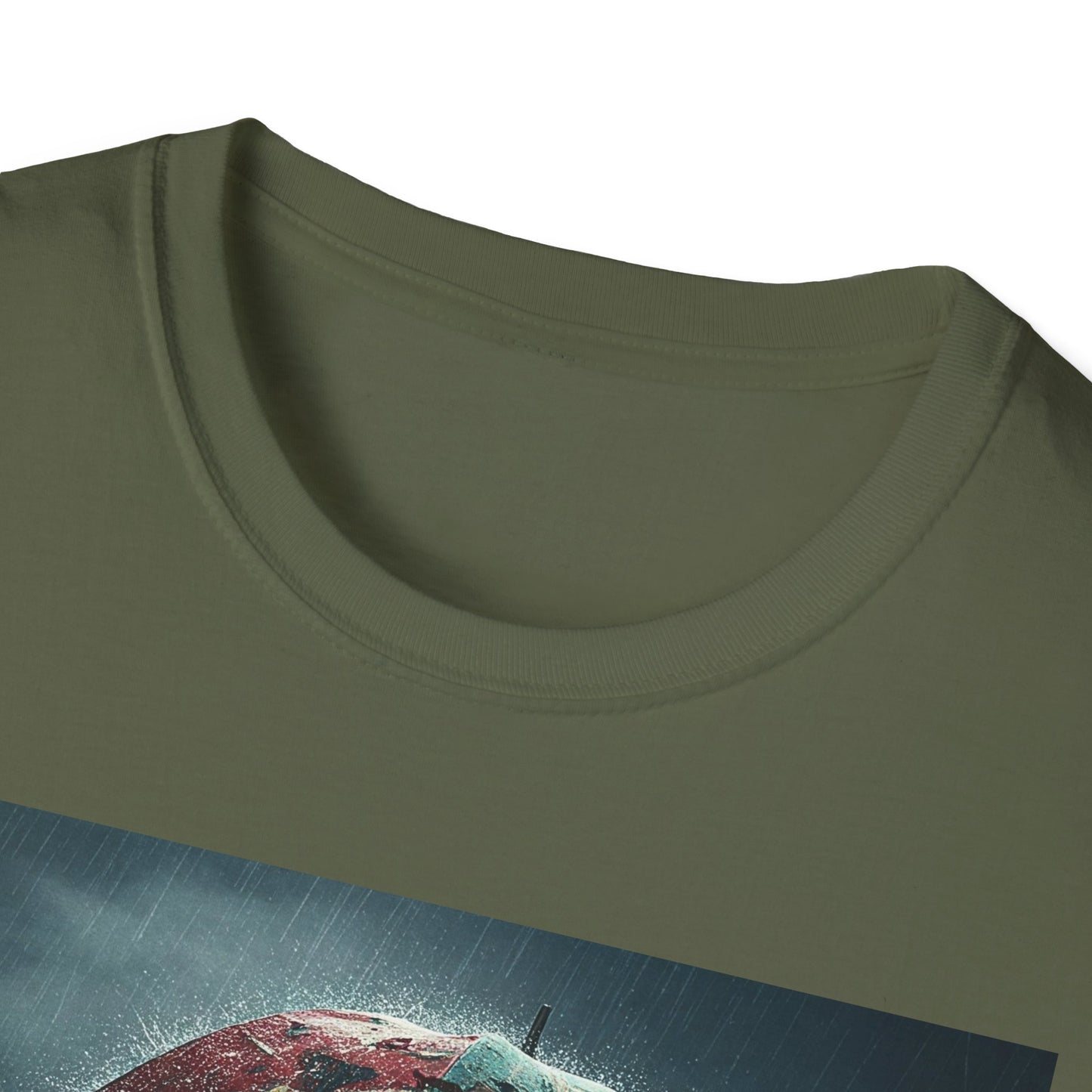 Unisex Softstyle T-Shirt - Creepy Skeleton with Umbrella Design - Perfect for Halloween