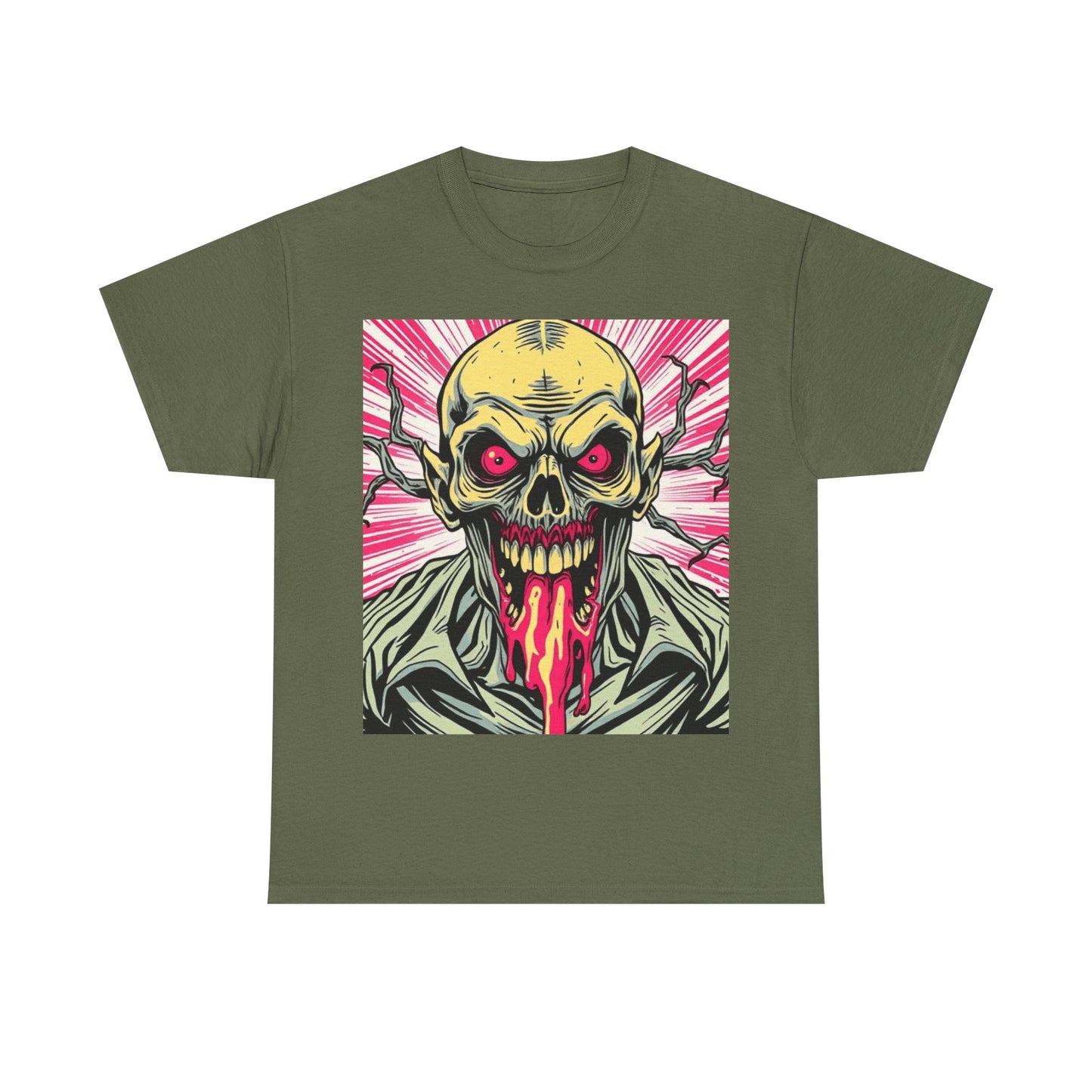 UK - Retro Skull Graphic Unisex Heavy Cotton Tee - Unique Halloween Tee