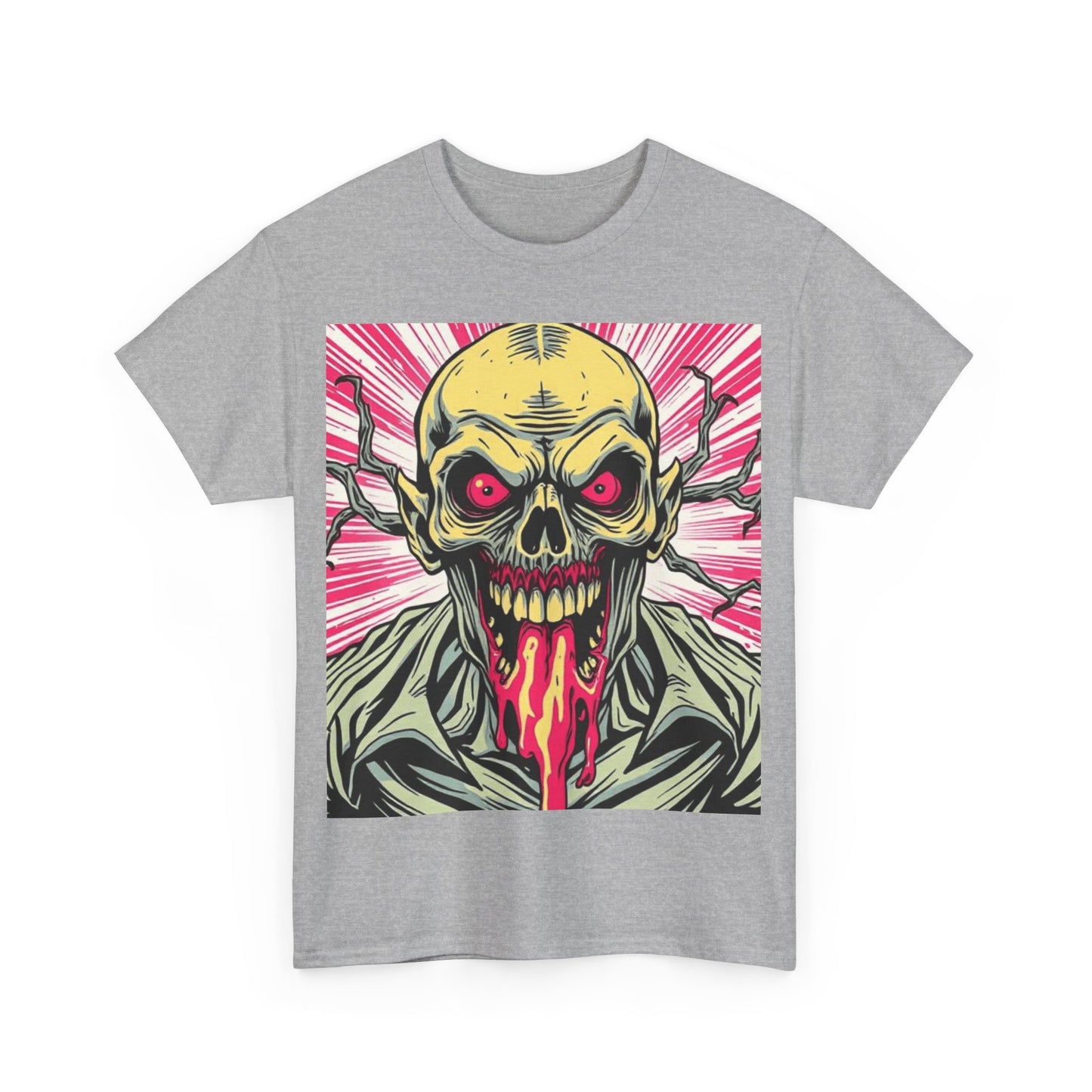UK - Retro Skull Graphic Unisex Heavy Cotton Tee - Unique Halloween Tee