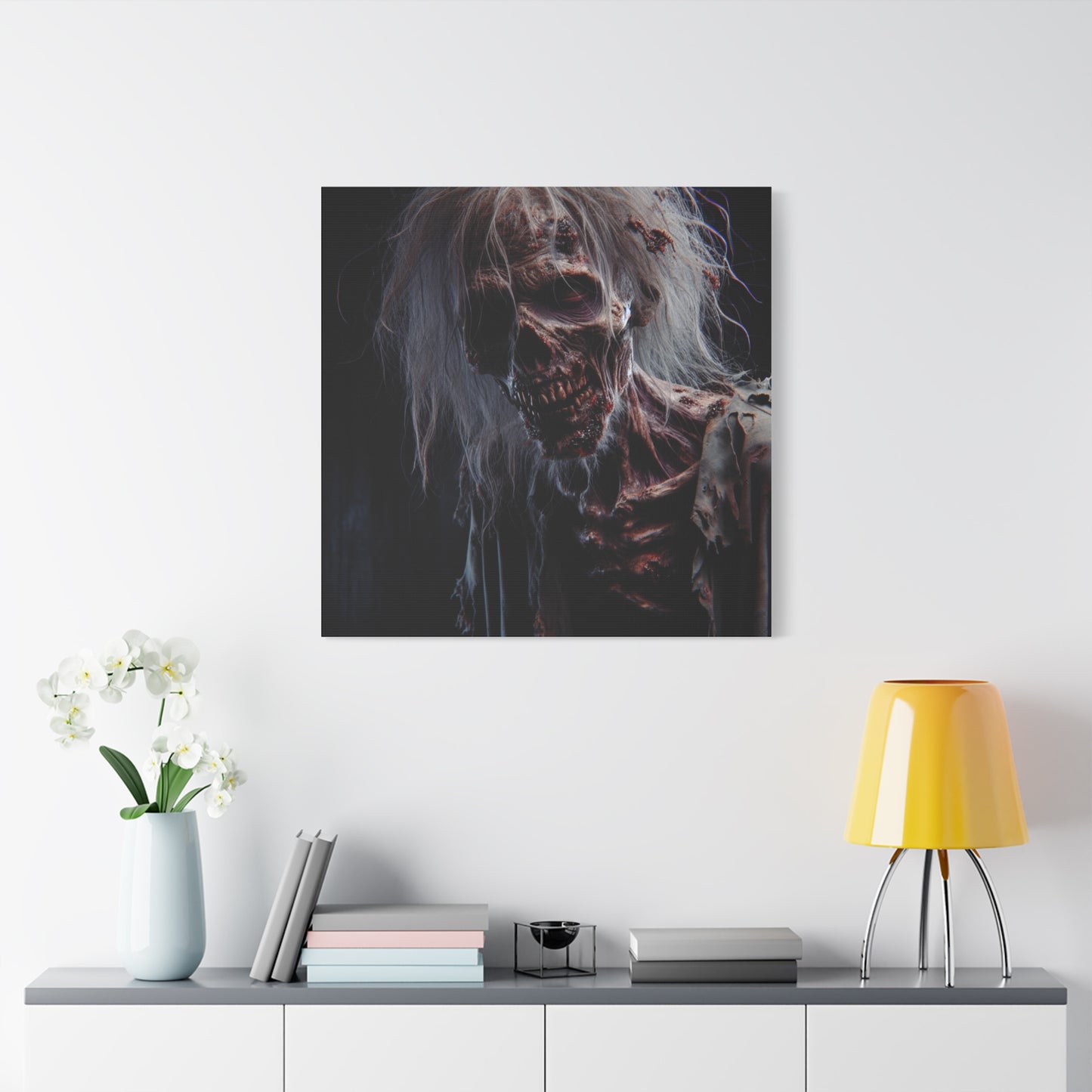 Creepy Zombie Wall Art Canvas - 12" Horror Decor