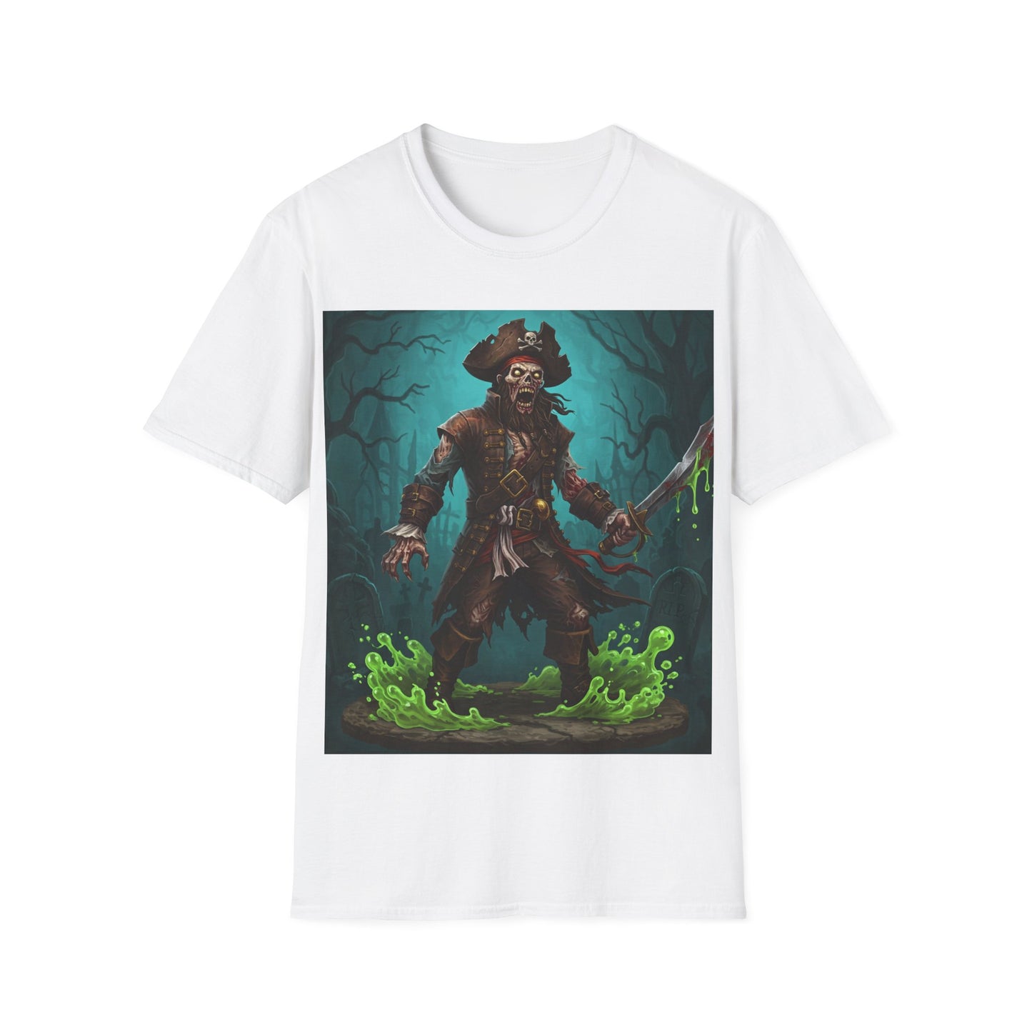 UK - Pirate Apocalyptic Portrait Tee, bold, decaying zombie graphic