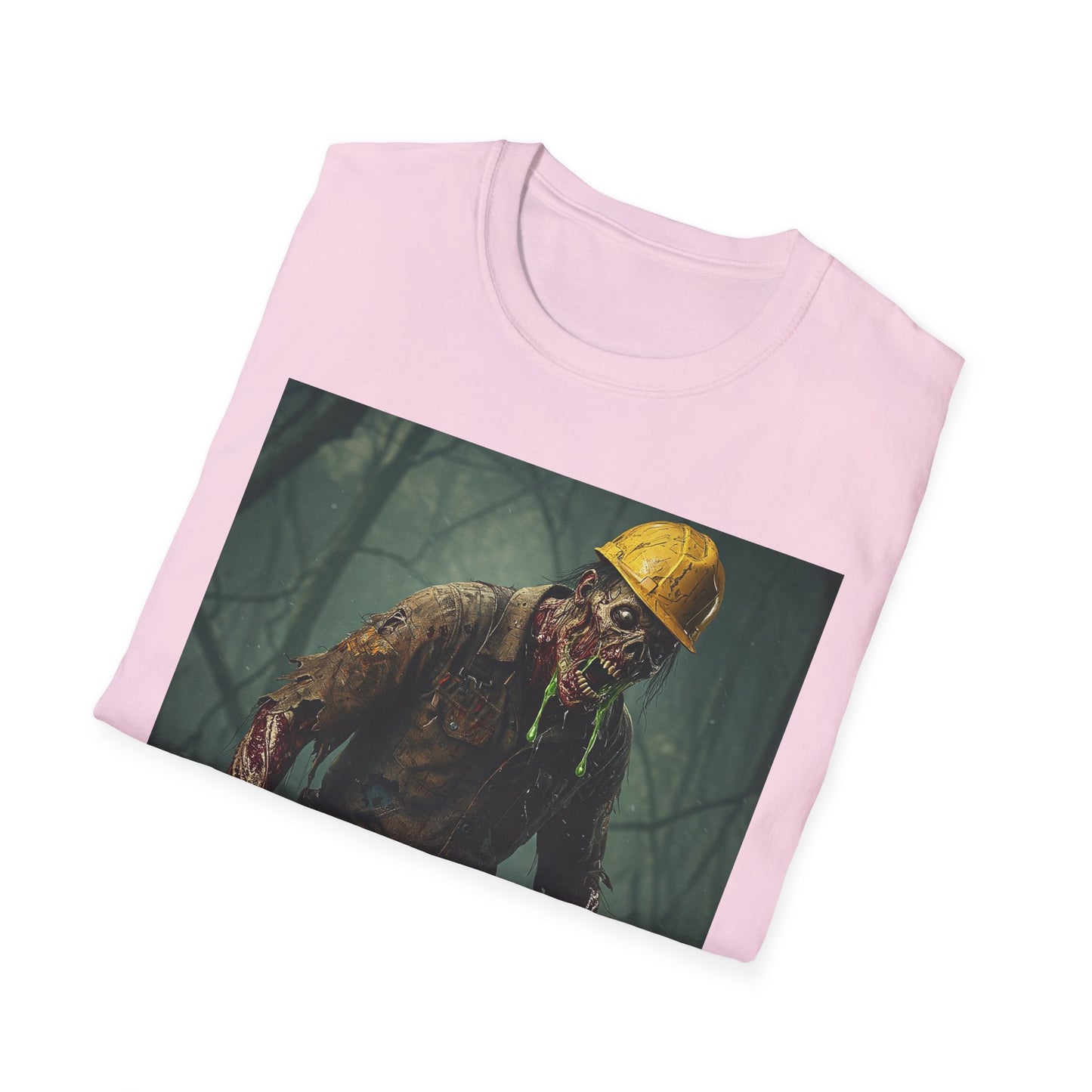 Zombie Construction Worker Unisex Softstyle T-Shirt | Spooky Halloween Apparel