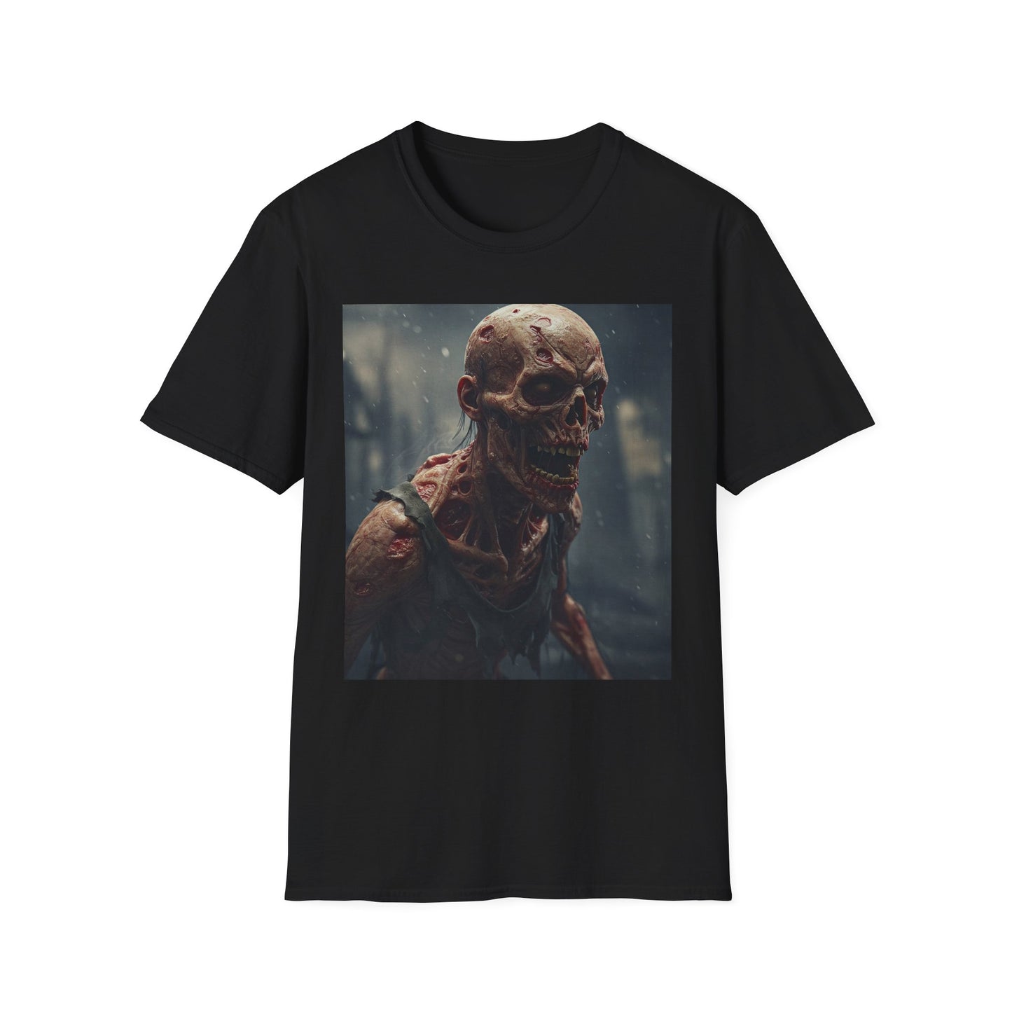Unisex Softstyle T-Shirt with Creepy Skeleton Design - Perfect for Halloween and Horror Fans