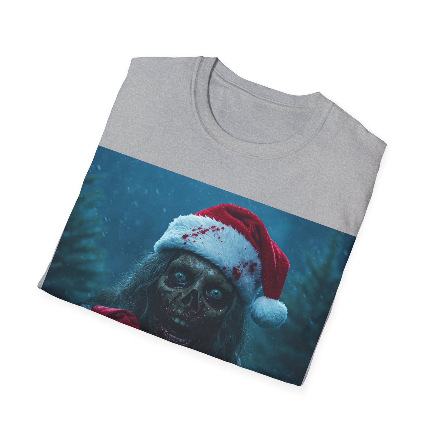 UK - Spooky Christmas Apocalyptic Portrait Tee, bold, decaying zombie graphic cat