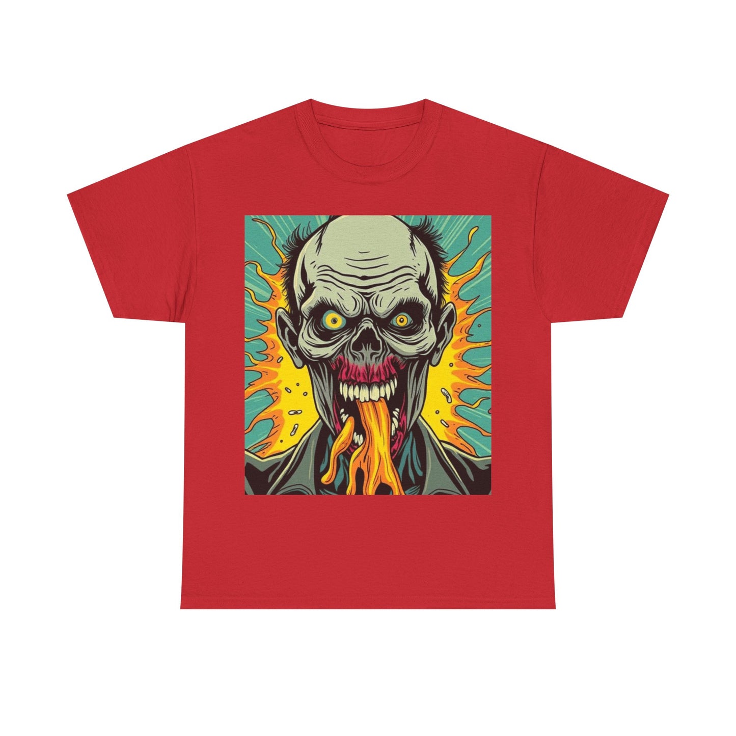 UK - Unisex Heavy Cotton Tee - Fiery Skull Graphic Shirt