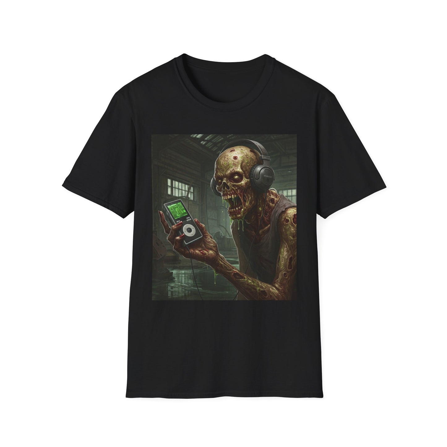 Zombie Listening to Music Unisex Softstyle T-Shirt