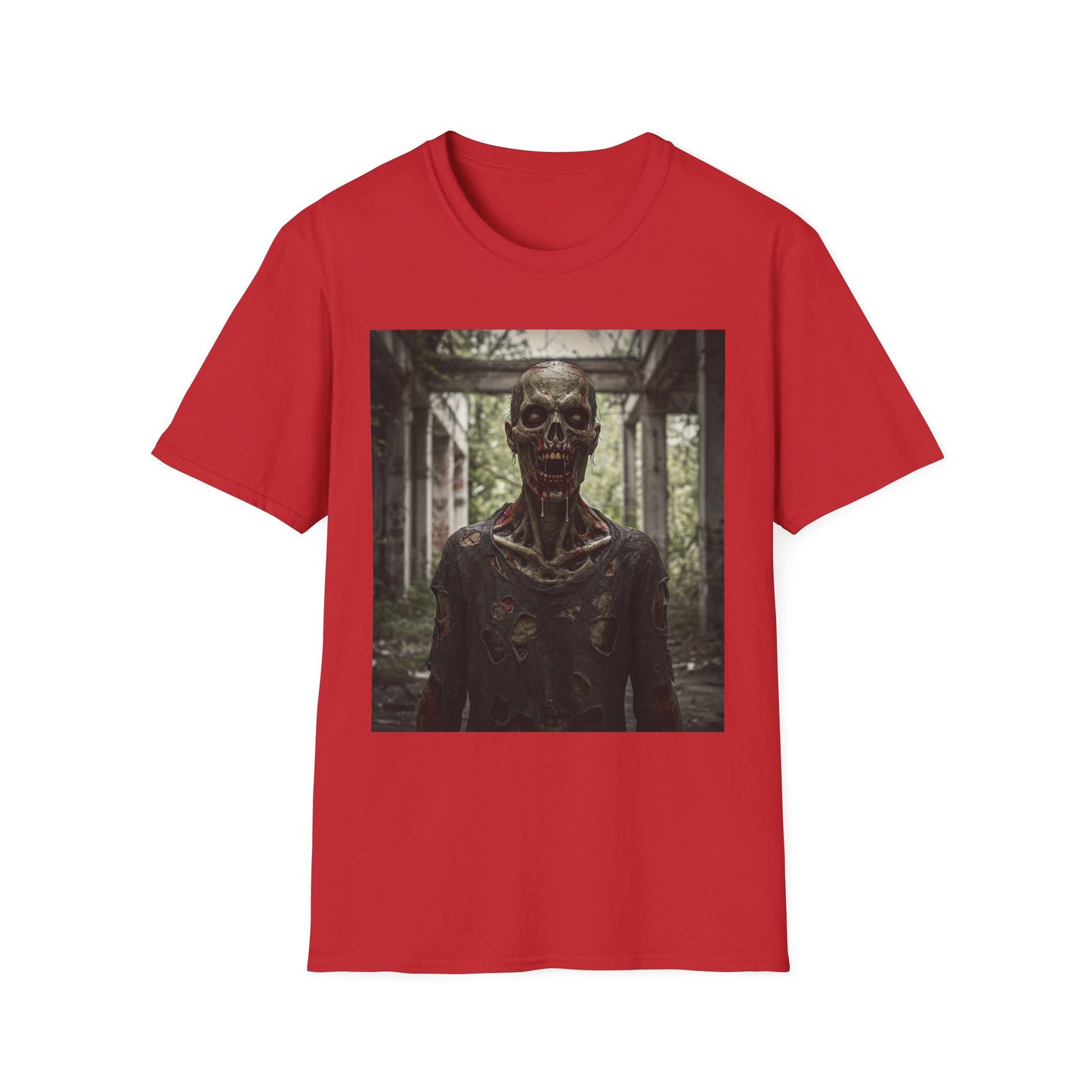 Apocalyptic Portrait Tee, bold, decaying zombie graphic
