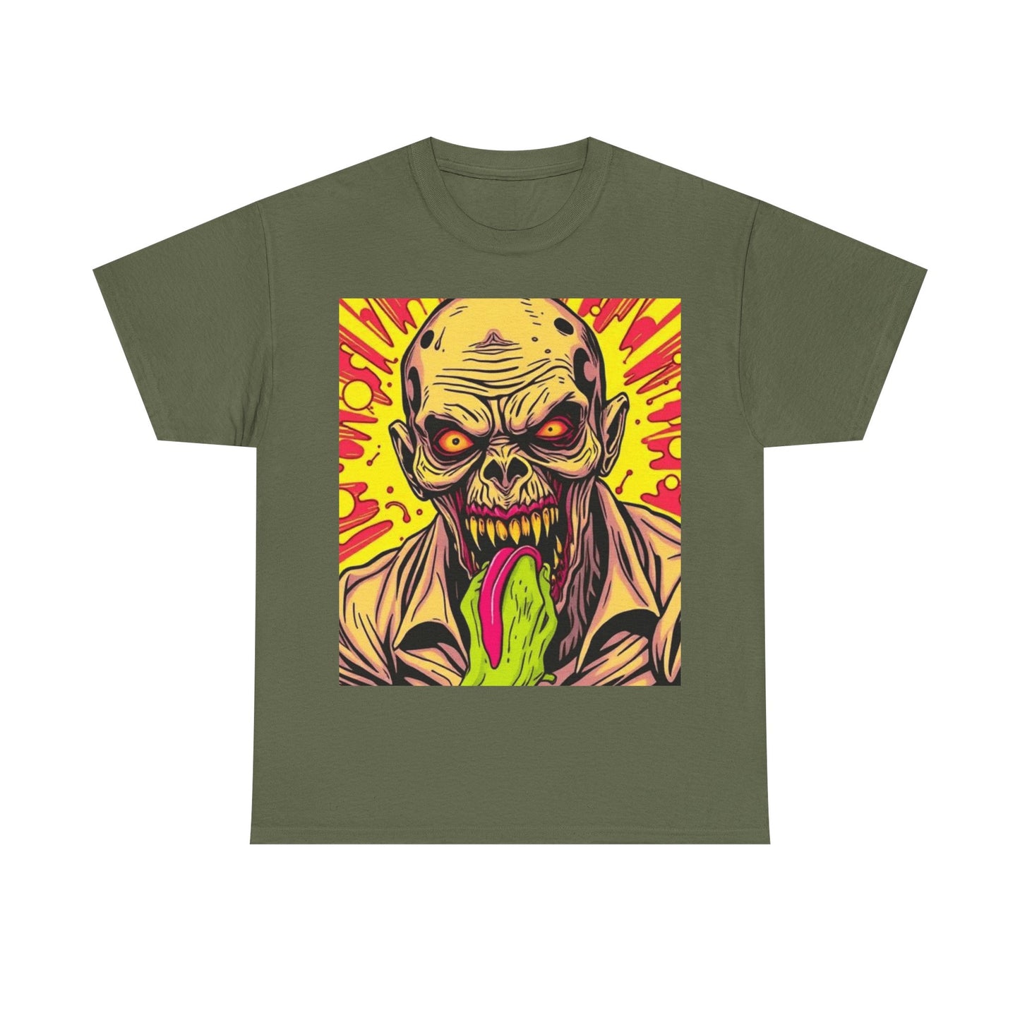 UK - Zombie Graphic Unisex Heavy Cotton Tee - Perfect for Halloween and Horror Fans