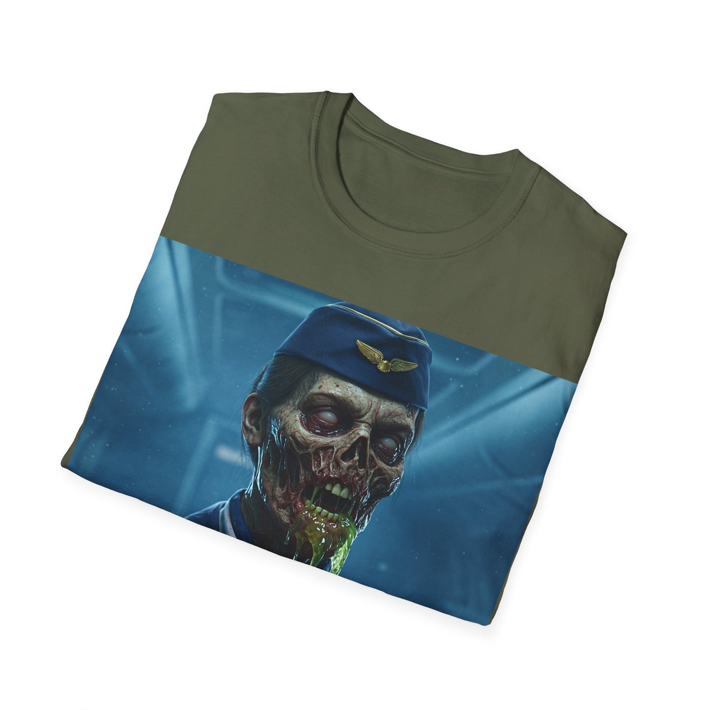 UK - Zombie Pilot Apocalyptic Portrait Tee, bold, decaying zombie graphic