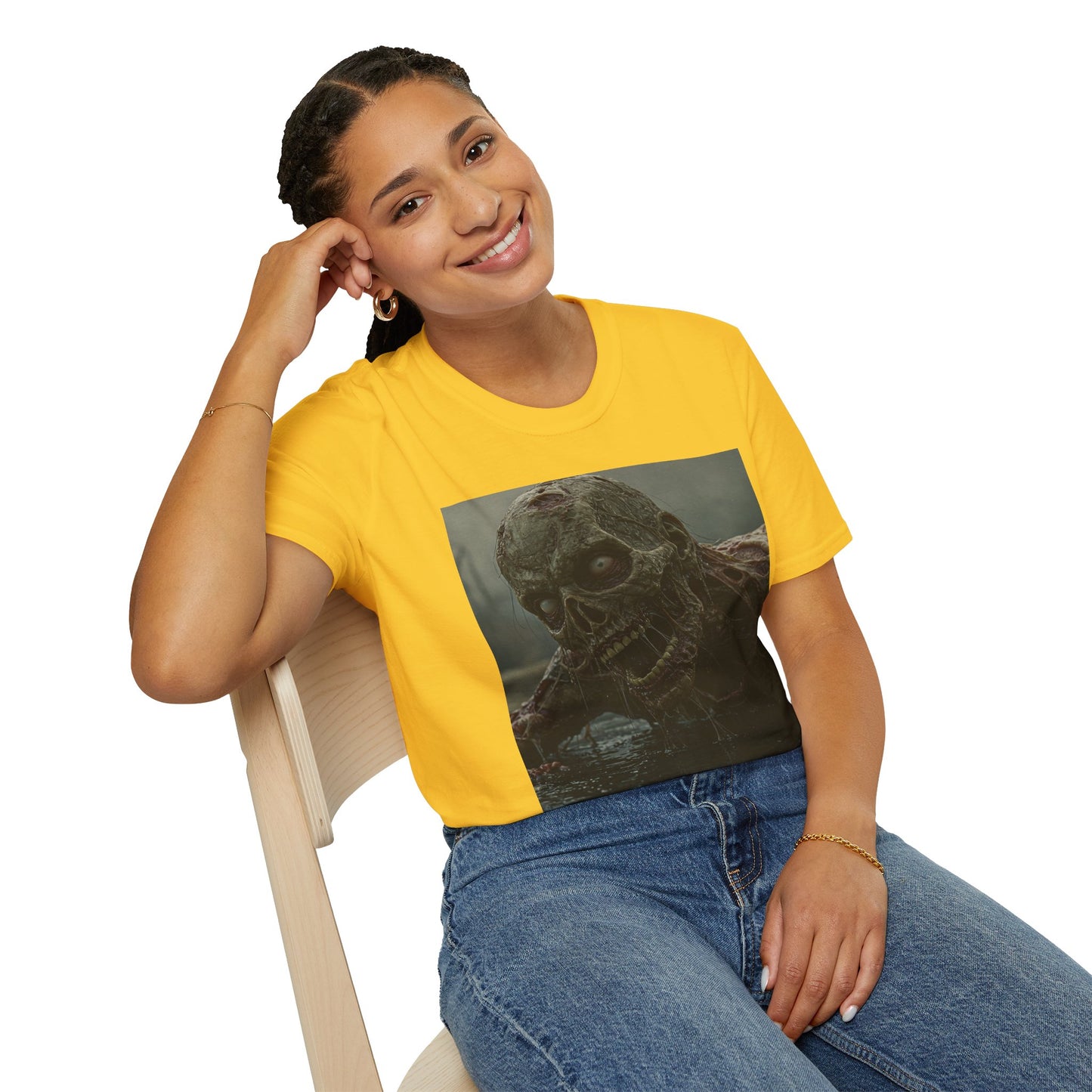 Creepy Skeleton Unisex Softstyle T-Shirt - Perfect for Halloween and Horror Fans