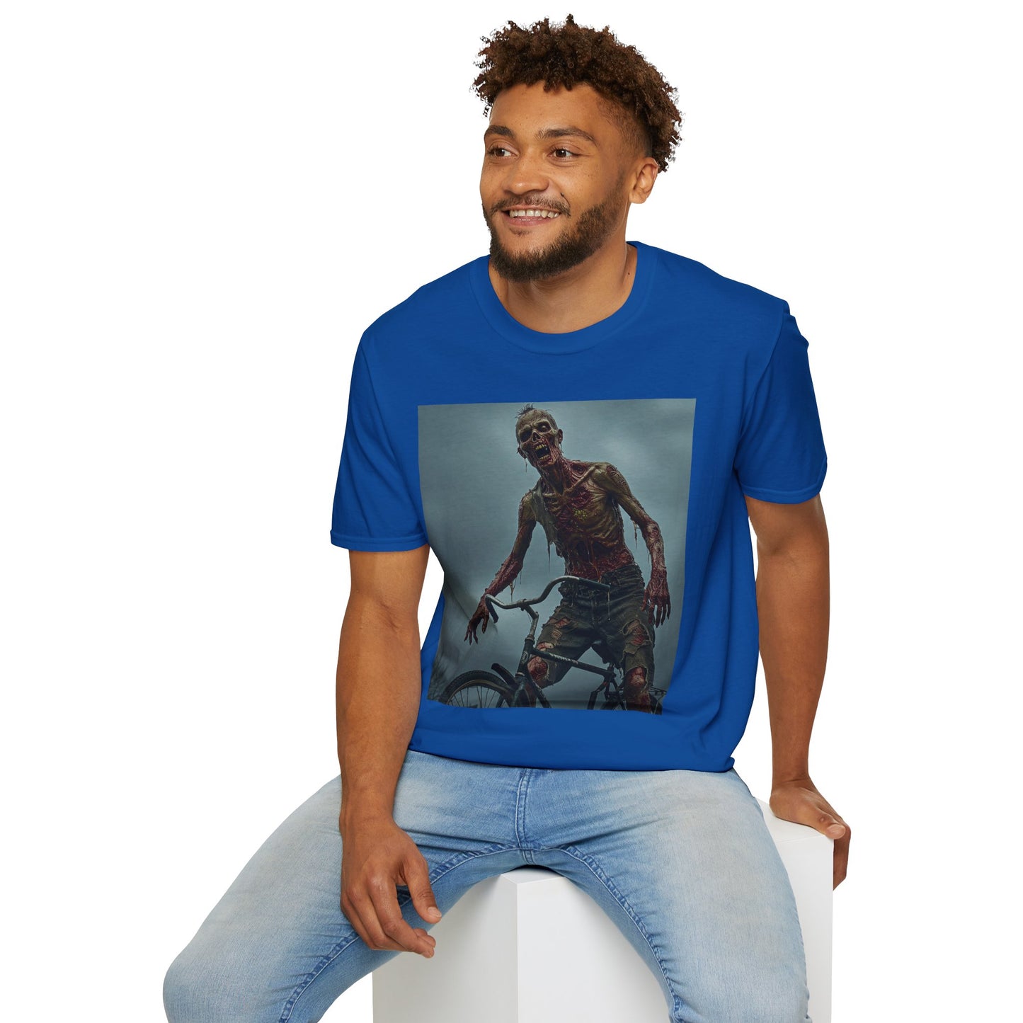 Unisex Zombie Graphic T-Shirt - Spooky Biker Design for Halloween