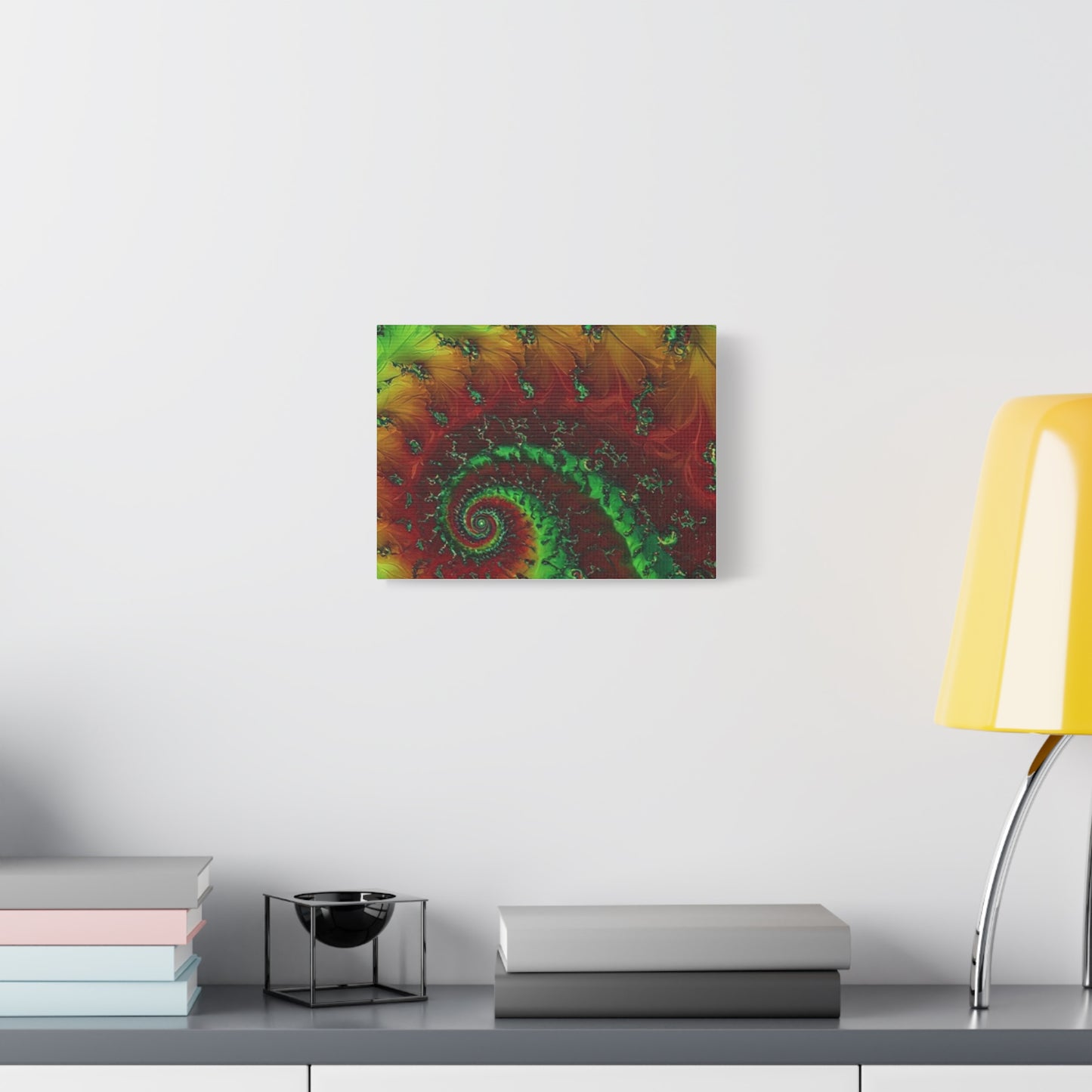 Vibrant Fractal Art Canvas - Green and Red Abstract Wall Decor